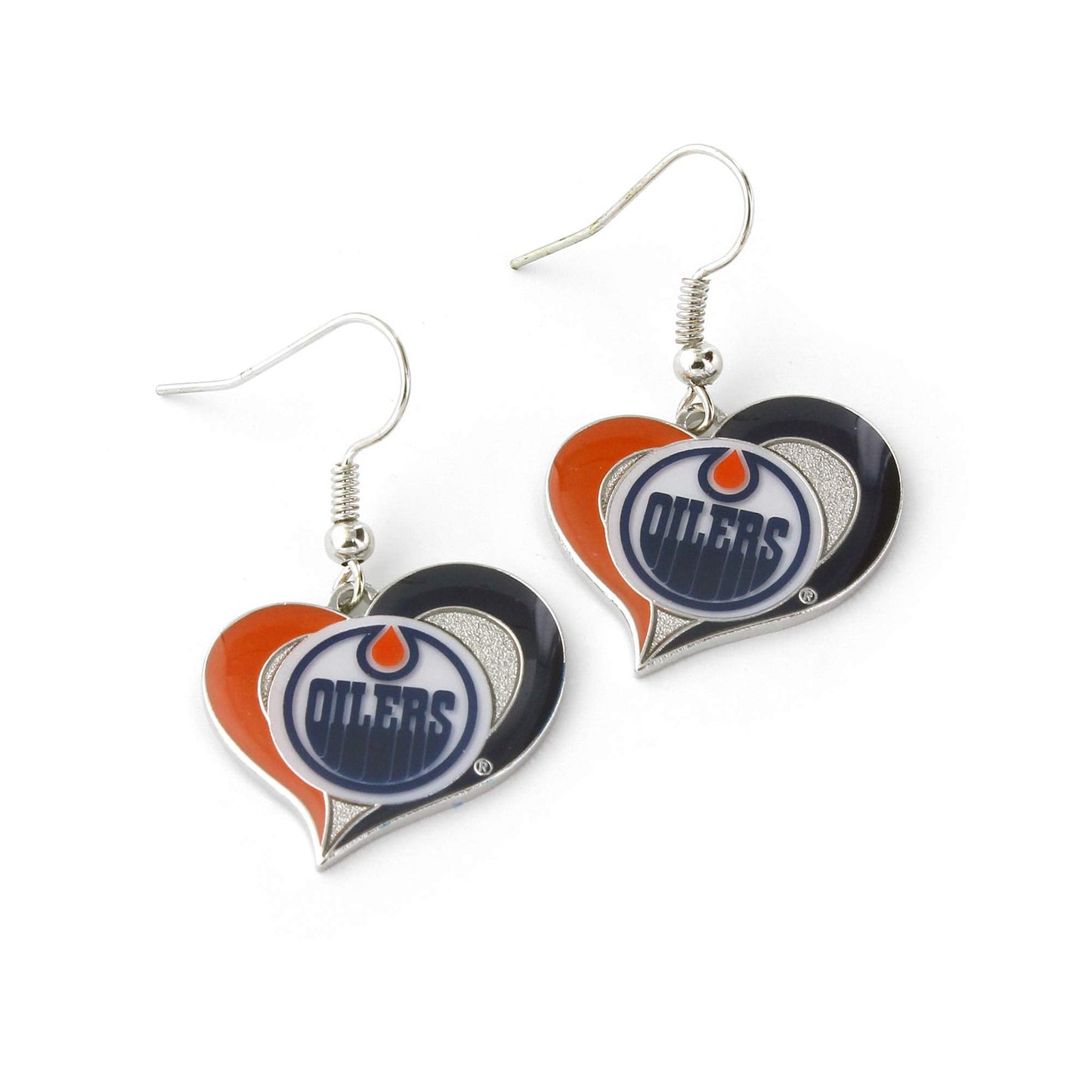 NHL Edmonton Oilers Swirl Heart Earrings