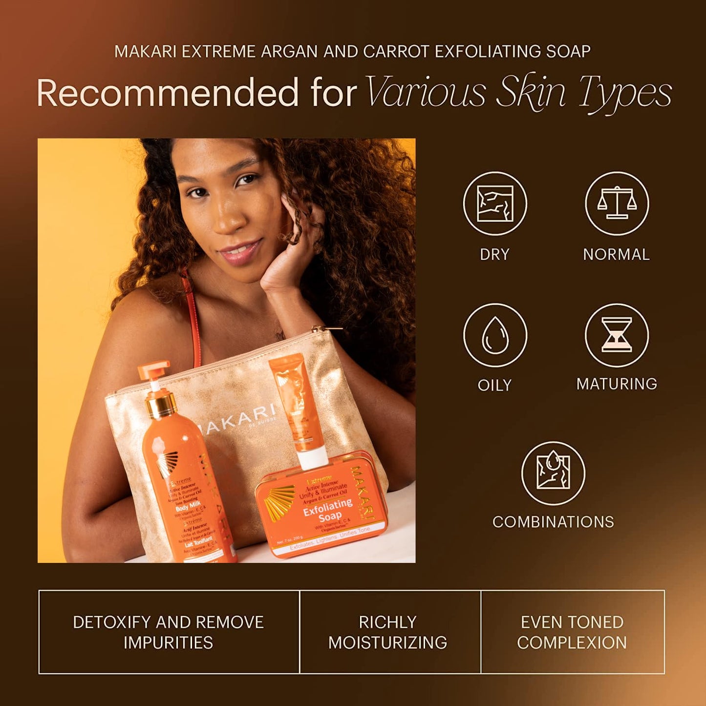 MAKARI Extreme Active Intense Argan & Carrot Oil Exfoliating Soap (7oz) | Advanced Brightening Bar Soap | With Apricot Seed Extr