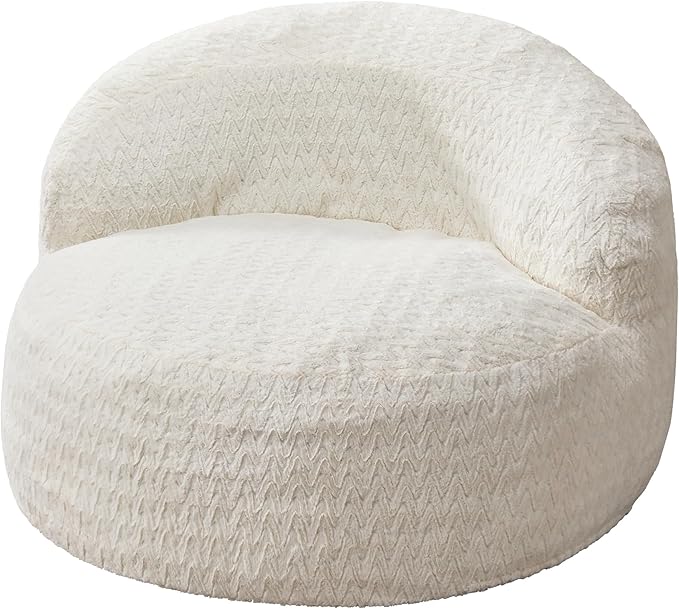 Hobestluk Bean Bag Chair Giant Bean Bag Chairs for Adults Big Bean Bag Chair with Memory Foam Filler Adults Large Beanbag with Faux Fur Cover for Bedroom (Chevron White,Oversize)