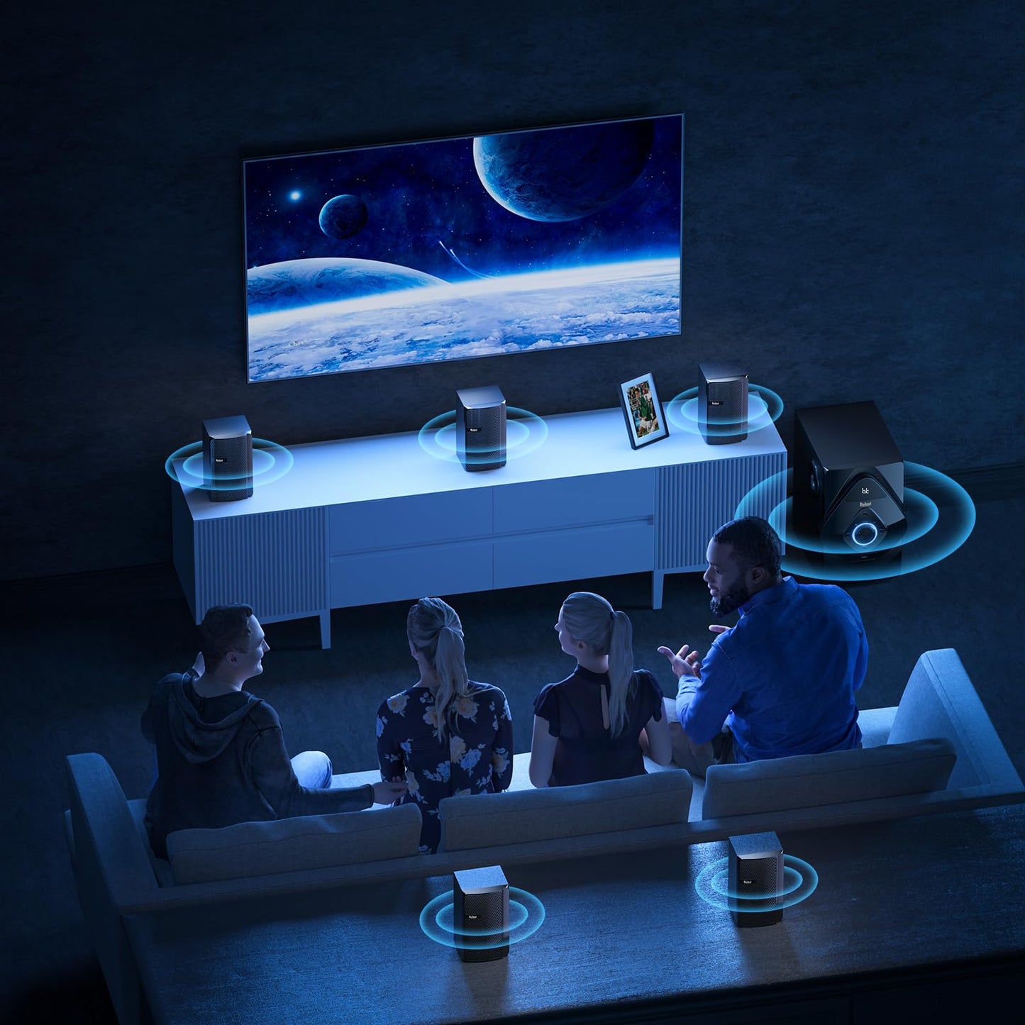 Bobtot Home Theater Wireless Rear Satellite Speakers - 800W 6.5inch Subwoofer 5.1/2.1 Channel Surround Sound Systems with ARC Optical Bluetooth Input