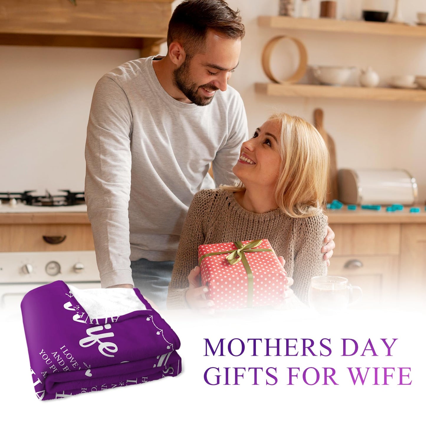 DOCRAGI Anniversary Birthday Gifts for Wife Her Women, Wife Birthday Gift Ideas, to My Wifes Purple Throw Blanket 60"x 50"
