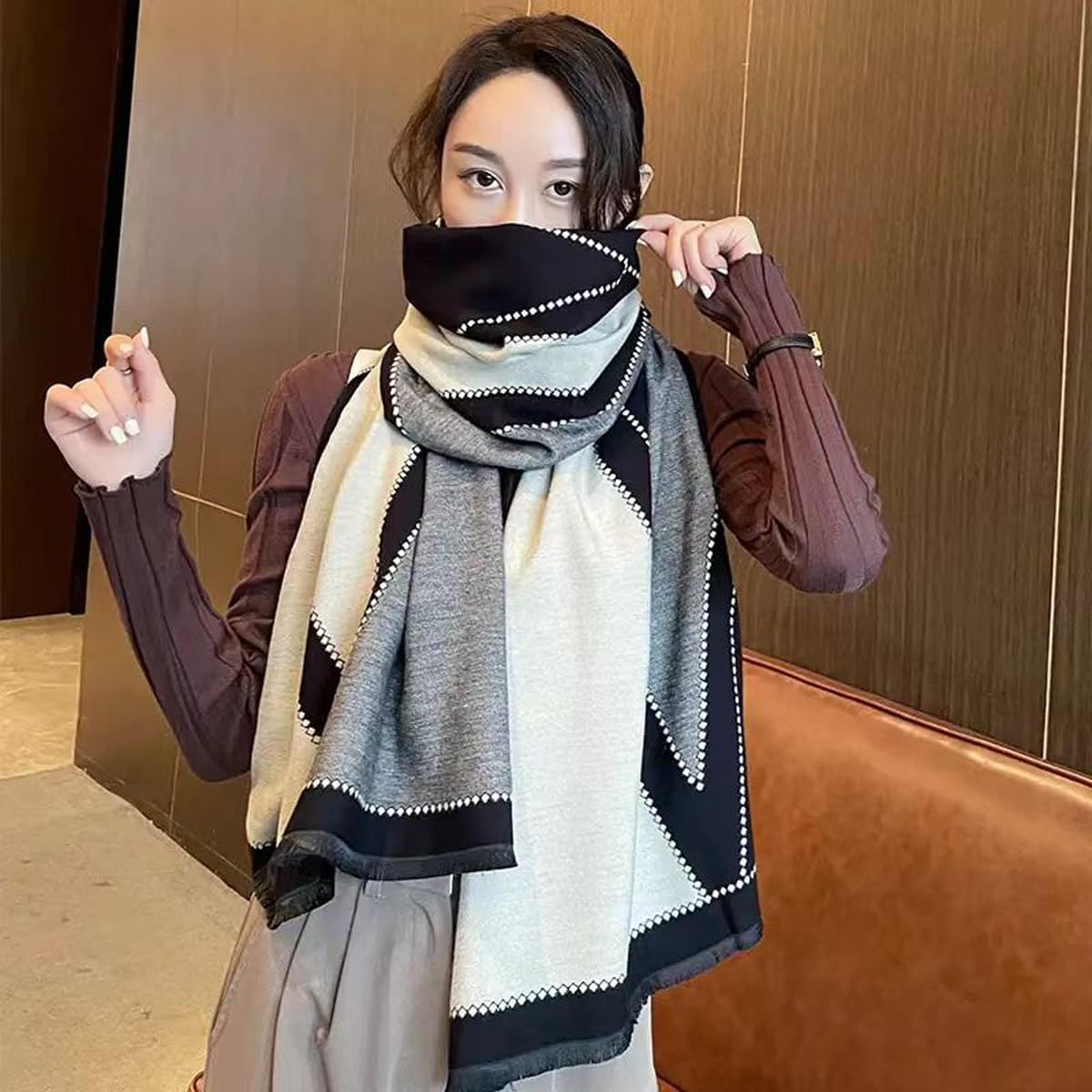 FKYBDSM Scarf Pashmina Shawls Wraps Of Evening Dresses Travel Office Winter Wedding Cashmere Feel Large Scarves