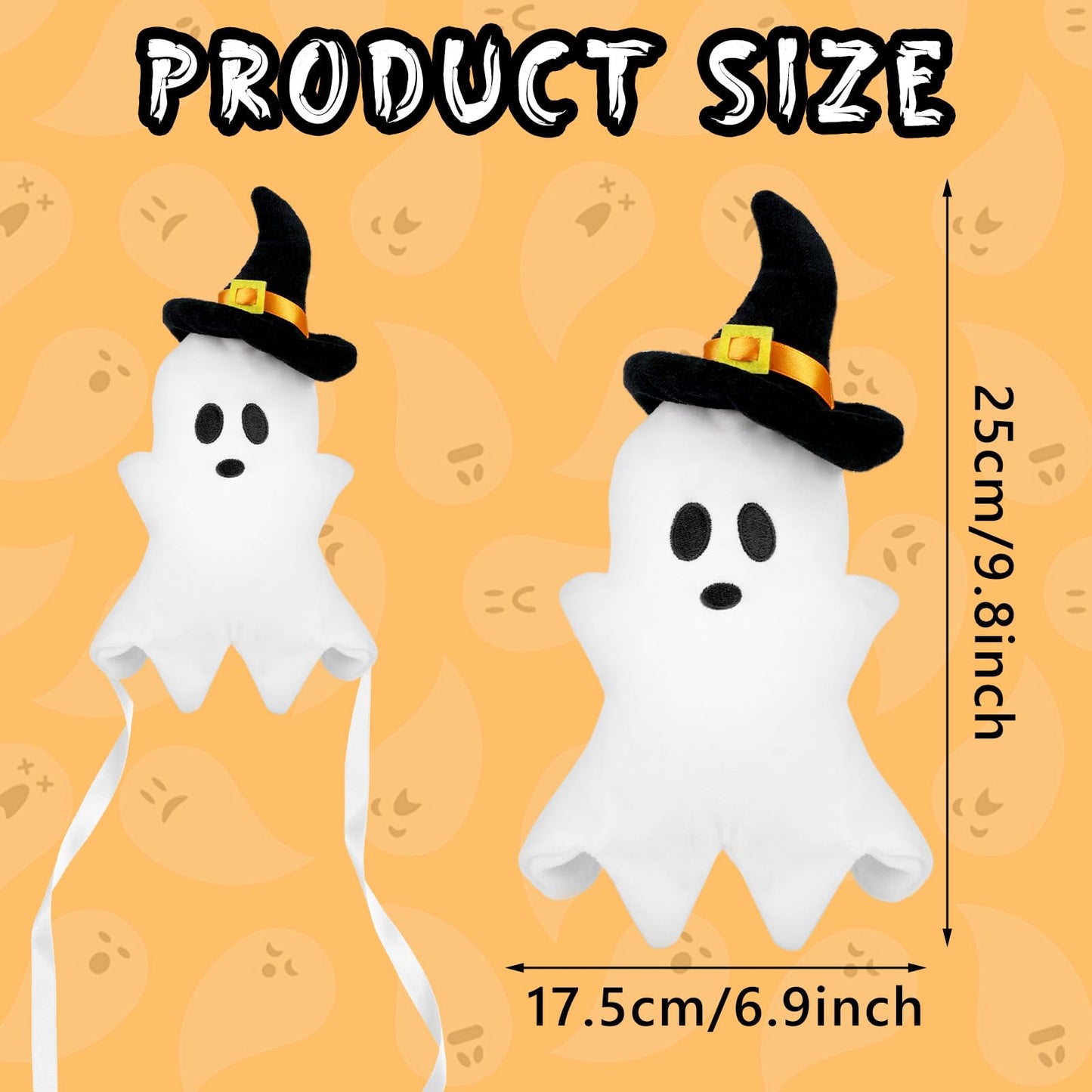 Halloween Christmas Tree Topper,Fall Ghost Elf Tree Topper,Cute with Black Hat Plush Stuffed White Ghost Tree Top Decor for Halloween Party Home Indoor/Outdoor Tree Topper Decoration