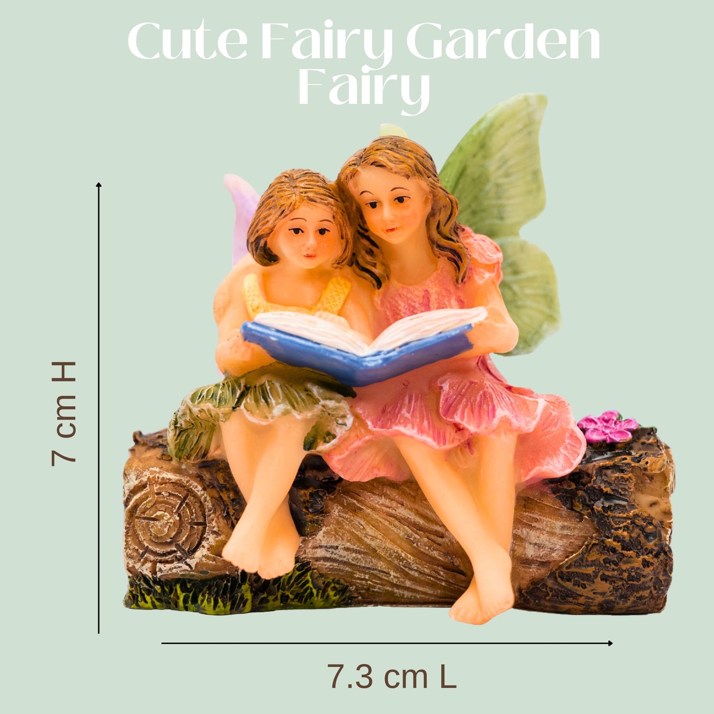 PRETMANNS Fairies for Fairy Garden - Accessories for an Outdoor or Indoor Miniature Garden – Adorable Hand-Painted Resin Figurines – 2 Sitting Sisters 1 Piece