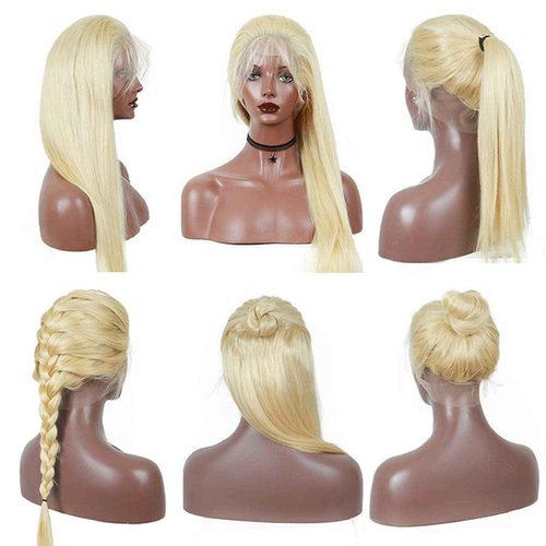 Slightly Bleach Knots Lace Front Wig #613 Blonde Human Hair Lace Wigs Colored with Pre-Plucked Hairline Thick 150% Density Lace Wigs Full Ends with Baby Hair 24'' for Black&White Women