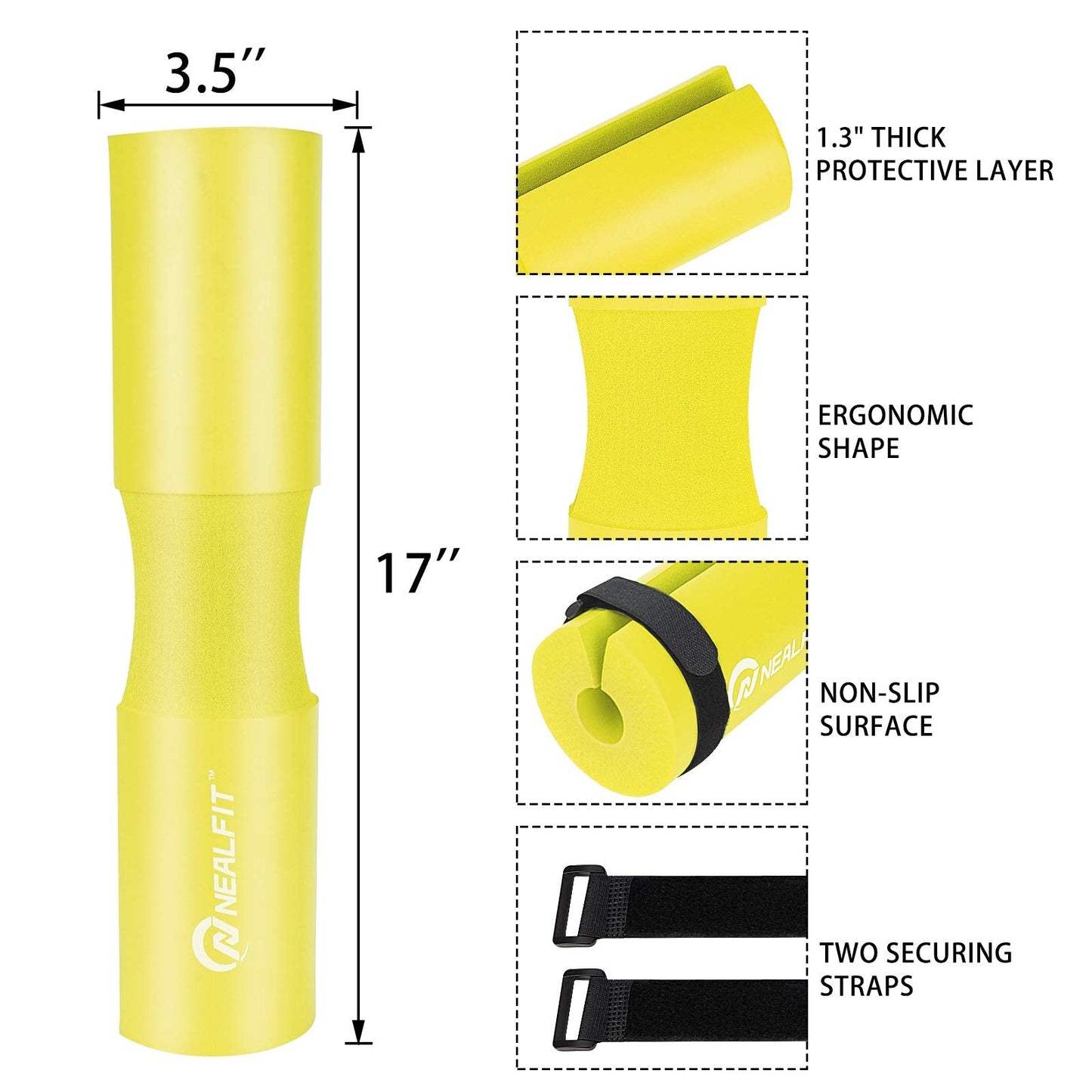 NEALFIT Barbell Pad Squat Pad for Squats—Squat Bar Pad—Great for Weightlifting,Lunges and Hip Thrusts—Foam Sponge Pad—Fit Standard and Olympic Bars Perfectly