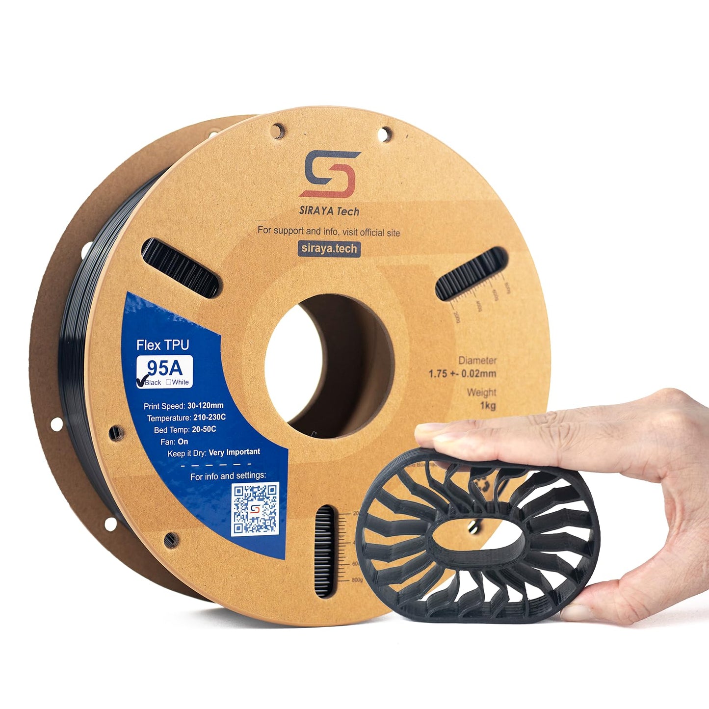 Siraya Tech Flex TPU 95A Filament, ISO 10993, High Flow and High Speed, Flexible and Tough, Easy to Print, Moisture-Resistant Al
