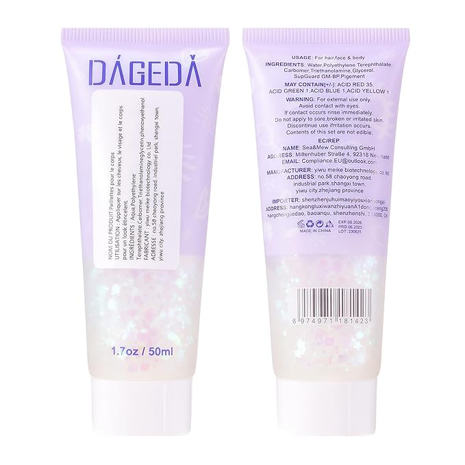 DAGEDA Green Body Glitter Gel, St Patricks Day Face Glitters Body Sequins Shimmer, Chunky Glitter for Face Hair Nails, Mardi Gras Decorations Festival Glitter Makeup 50ml