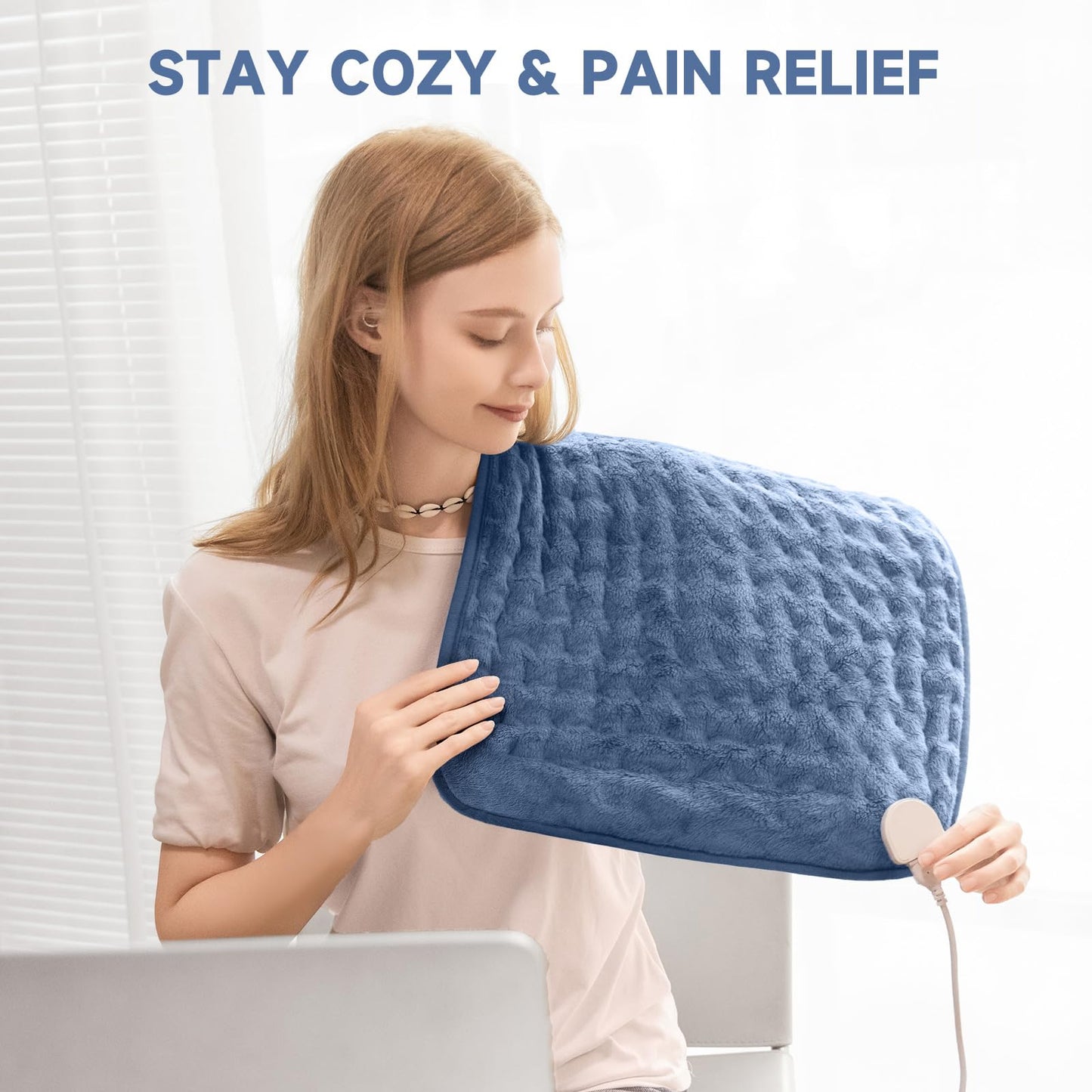 Portable Heating Pad for Neck, Back & Shoulder, 20"x24" Heat Pad with 6 Temps, Moist Heat Option & Auto Shut-Off, Compact for Office or Home