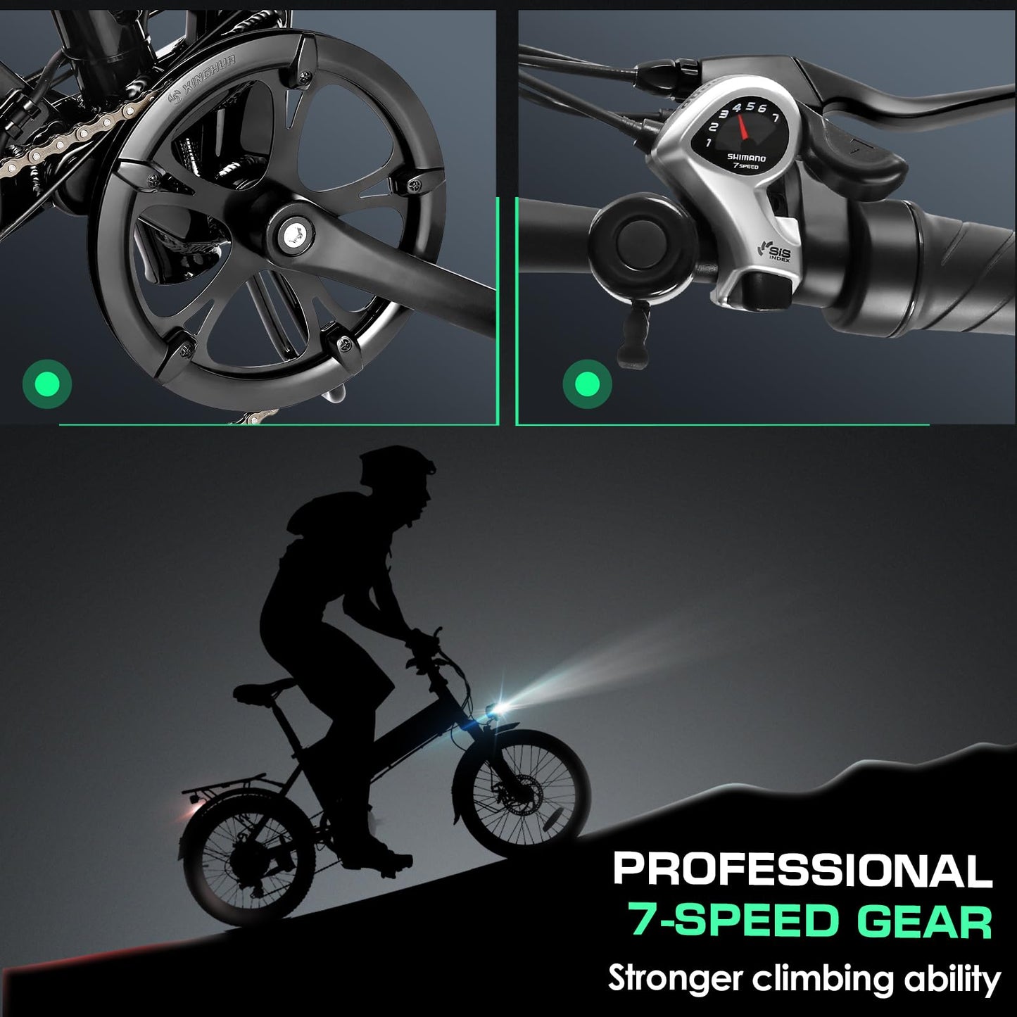 Vivi Electric Bike, 20" Folding Electric Bike 500W Ebikes for Adults, Folding Ebike with 48V Removable Battery, Professional 7 Speed Adult Electric Bicycles Electric Commuter Bike