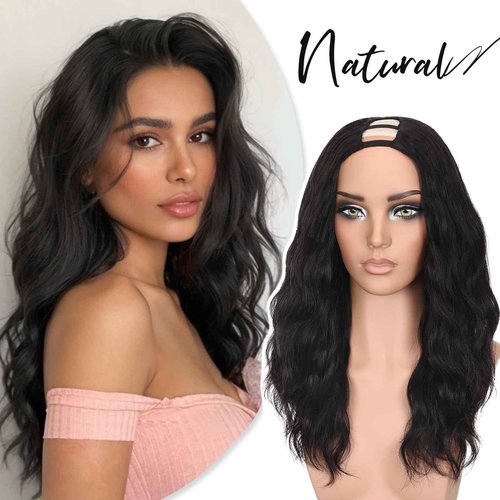 WIGNEE U Part Human Hair Wig 100% Brazilian Hair U Part Wig 4.5 CM Deep U Part Wig Human Hair 16 Inch Lightweight U Part Wigs For Black Women Natural Blend Beginner Friendly