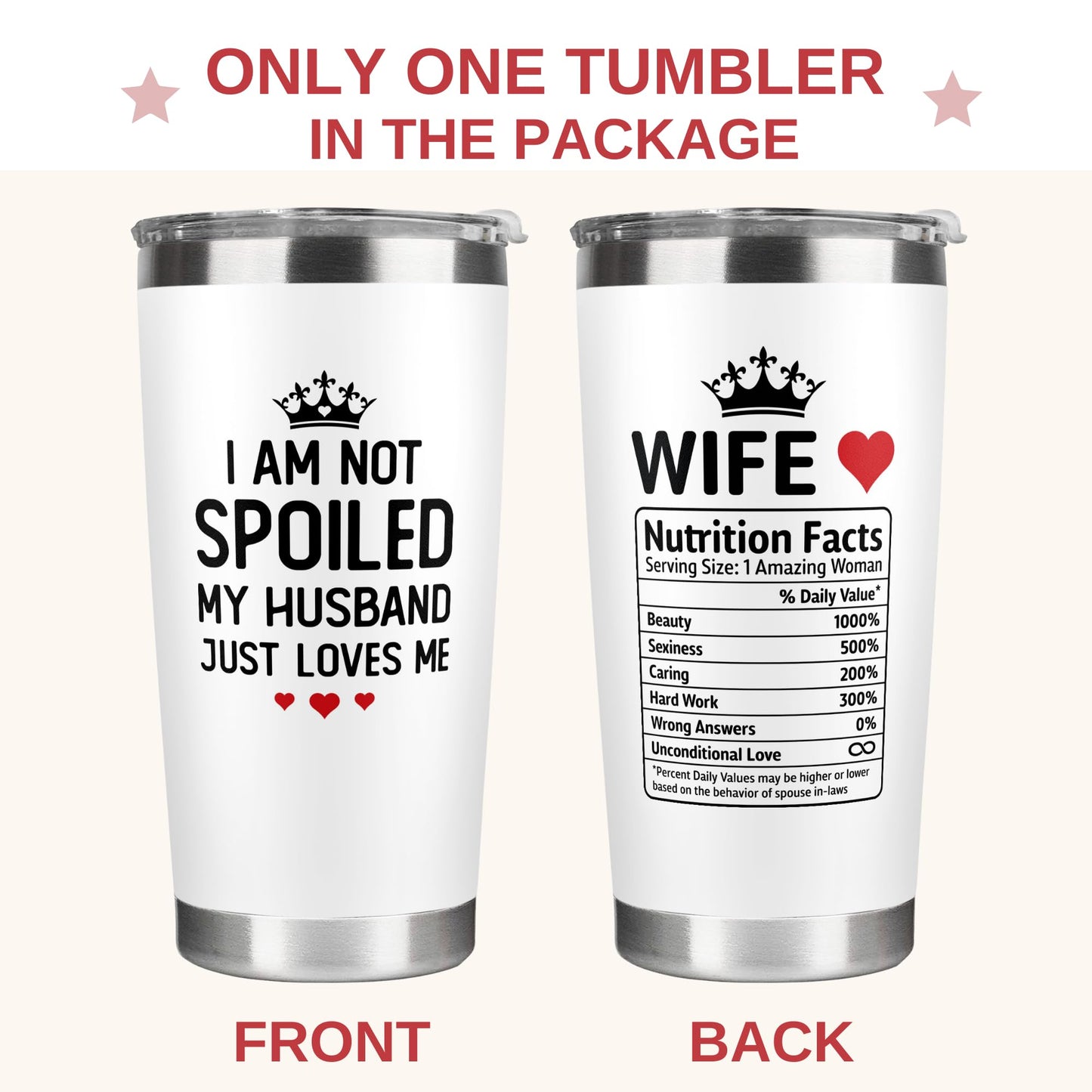 KatAndNat Gifts for Wife - Wife Gifts from Husband - Wedding Anniversary for Women, Valentines, Birthday Gift Ideas, Mothers Day, Christmas Gift for Her - Romantic Cup for Her - 20 Oz White Tumbler
