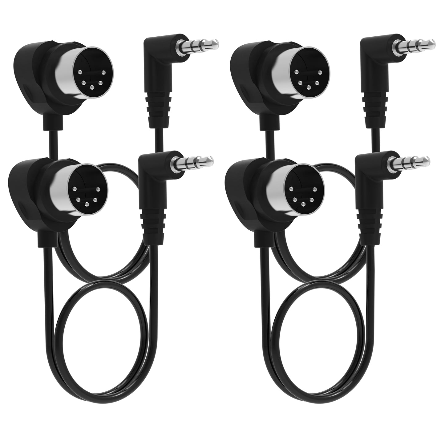 FORE TRS 3.5mm MIDI Cable 4-Pack 1-FT / 30CM Type-A TRS 3.5mm to MIDI 5 Pin Din Cable with Ultra-Small Plugs for Tight Space 4-P