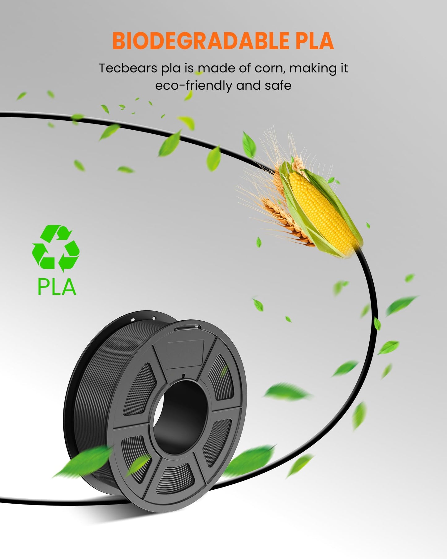 Tecbears Pla 3D Printer Filament Pack, 250G Pla Filament 1.75Mm, 0.25Kg Each Spool, Total 2Kg, 8 Packs, Black+White+Green+Transp