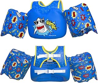 Dark Lightning USCG Coast Guard Approved Toddler Swim Vest for Age 2/3/4/5/6/7 Years Old, Kids Life Jackets with Arm Float...