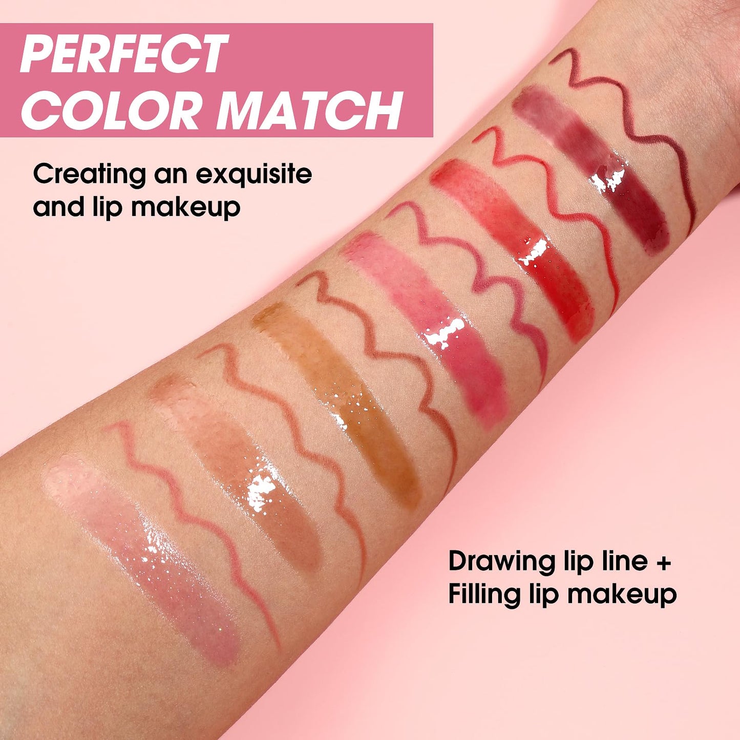 Jolilab Matte Lip Liner Lip Oil Set, Lip Makeup Set Natural Smooth Long-Lasting And Hydrating Beauty Daily Cosmetics Gift for Gi