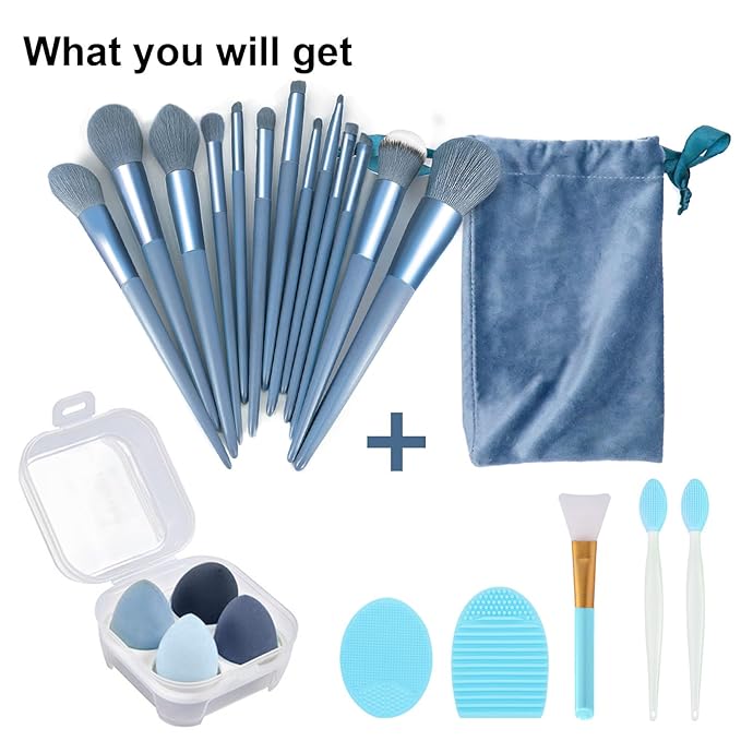 Makeup Brushes 22 Pcs Makeup Kit,Foundation Brush Eyeshadow Brush Make up Brushes Set (Blue, 22 Piece Set)