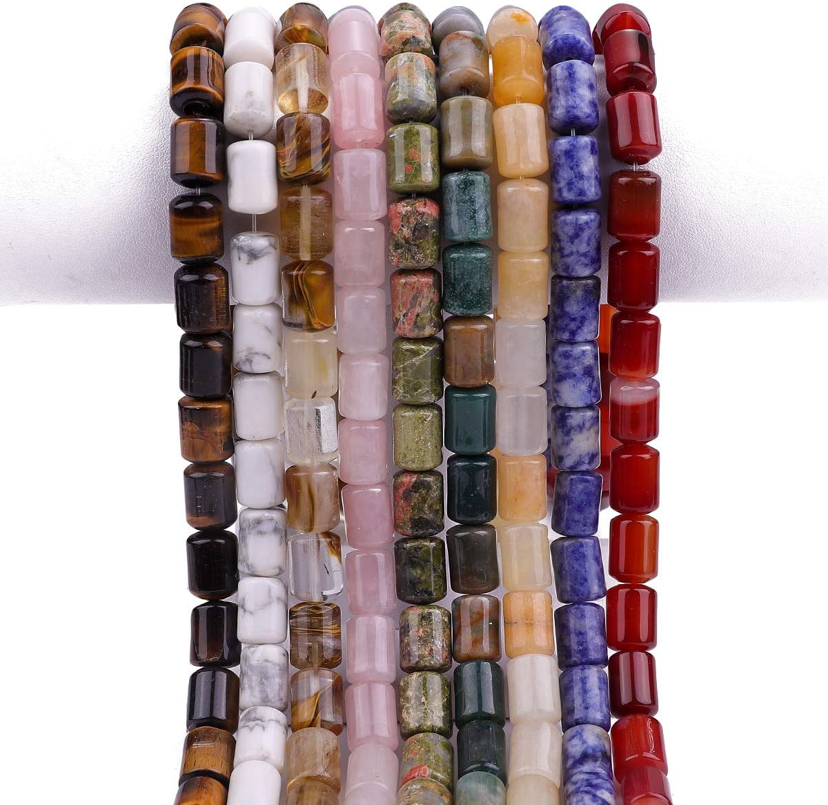Natural Yellow Jade Cylinder Stone Loose Semi Gemstone Beads for Jewelry Making 10mmx14mm 38cm