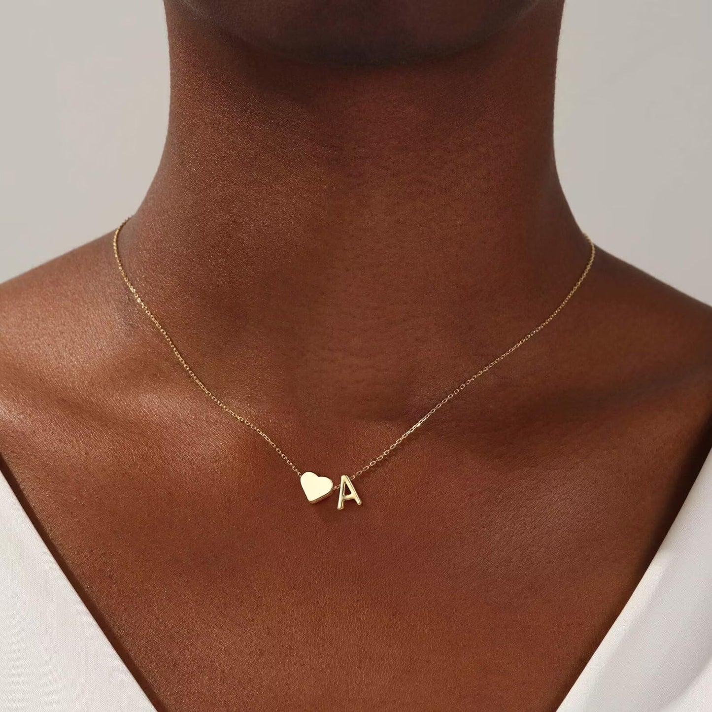 Turandoss Gold Heart Initial Necklace for Women - 18K Gold Plated Letter A Pendant Necklace Dainty Heart Necklaces Tiny Initial Necklaces Birthday Gifts for Women Jewelry