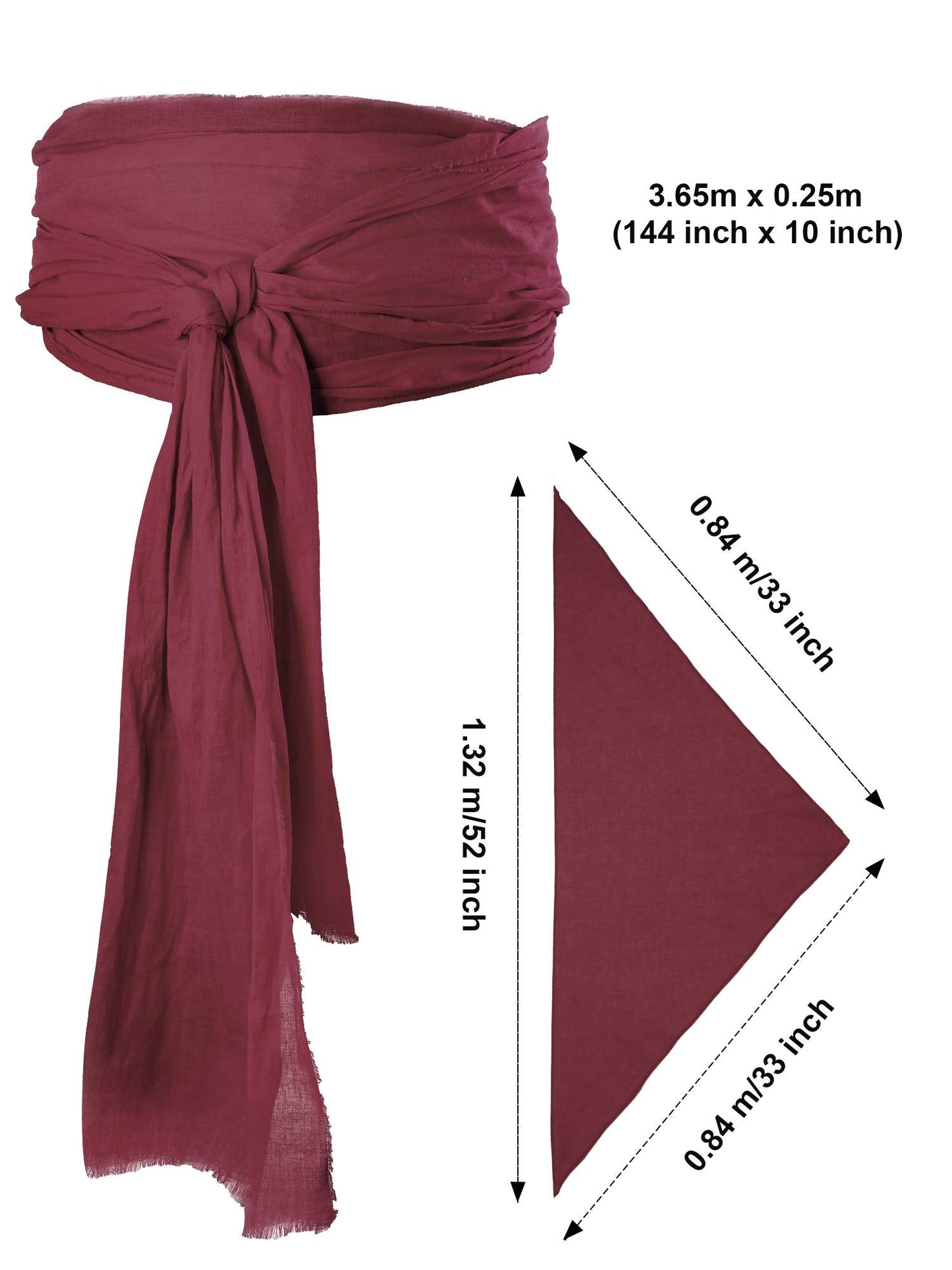 SATINIOR Halloween Pirate Costume Accessories Medieval Costume Bandana Headscarf,Sash Belt for Women and Men(Wine Red)