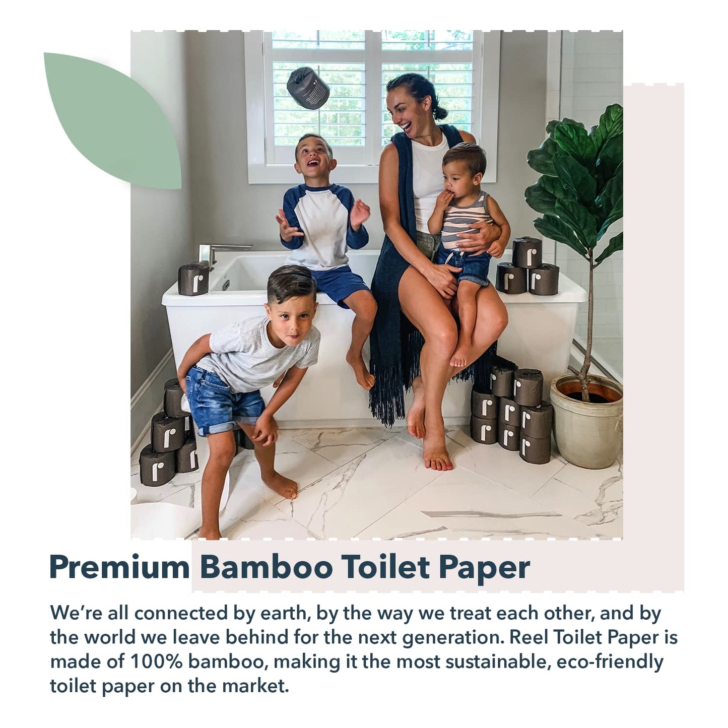 Reel 3-Ply Soft and Strong Bamboo Toilet Paper - 12 Rolls - Toxin-Free, Tree-Free, PFAS Free, BPA Free - Zero Plastic Packaging, Sustainable & Septic Safe