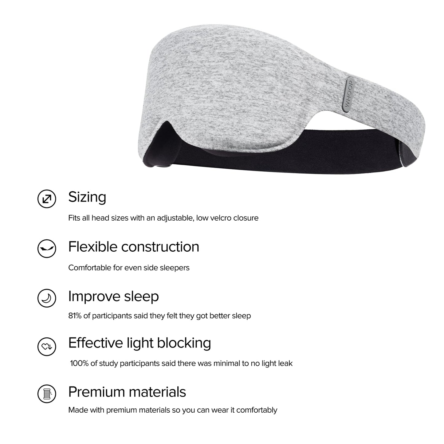 Whoop Restorative Sleep Mask, Ultra-Comfortable for Side Sleepers, Designed to Boost Restorative Sleep and Recovery, Blocks Light to Help You Sleep Longer and Better
