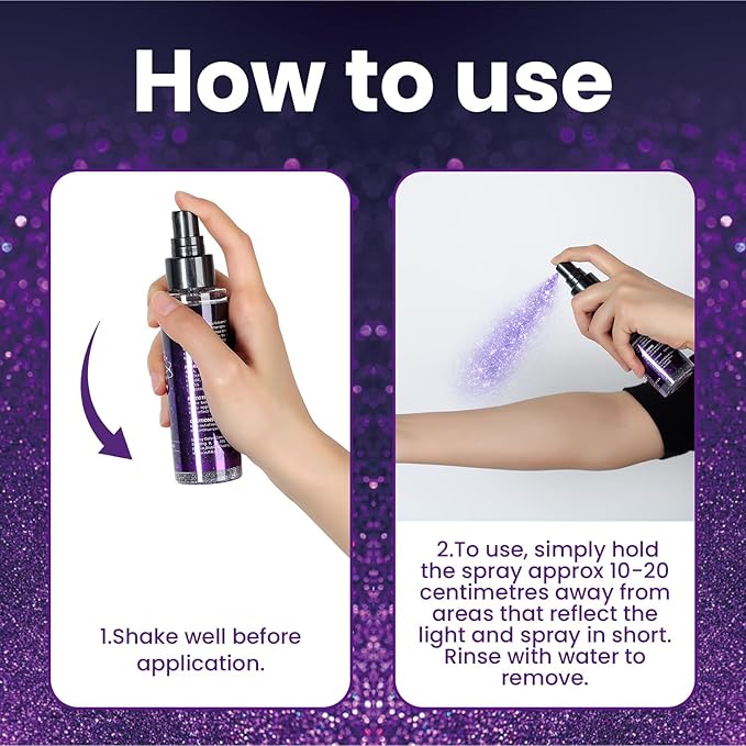 Brzeaf Glitter Spray, Halloween Glitter Spray for Hair and Body, Long-Lasting & Quick-Drying, Shiny Glitter Hairspray, Waterproof Body Glitter, for Stage Makeup and Festival Rave