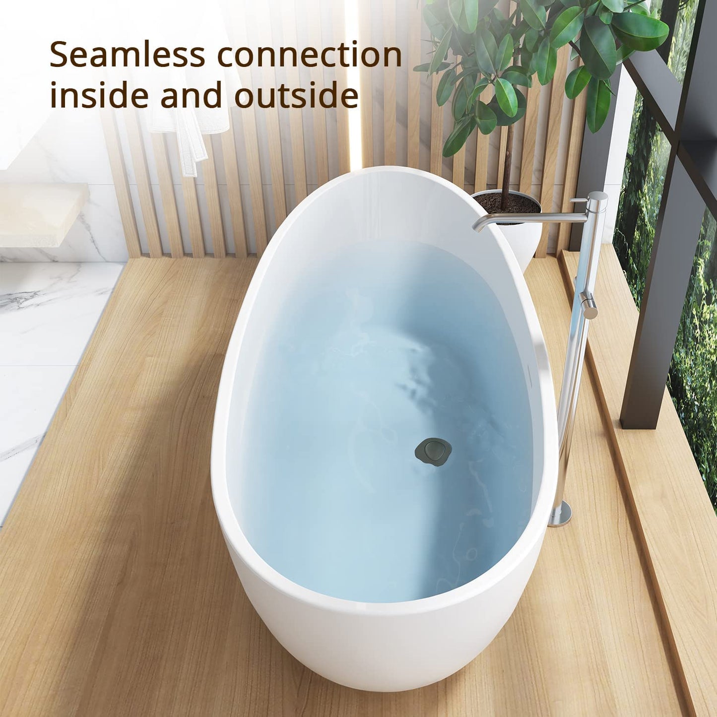 Mokleba 67" Lucite Acrylic Freestanding Bathtub, Double Slipper Shape Contemporary Soaking Tub with Toe-tap Chrome Drain, Slotted Overflow, cUPC Certified, Glossy White
