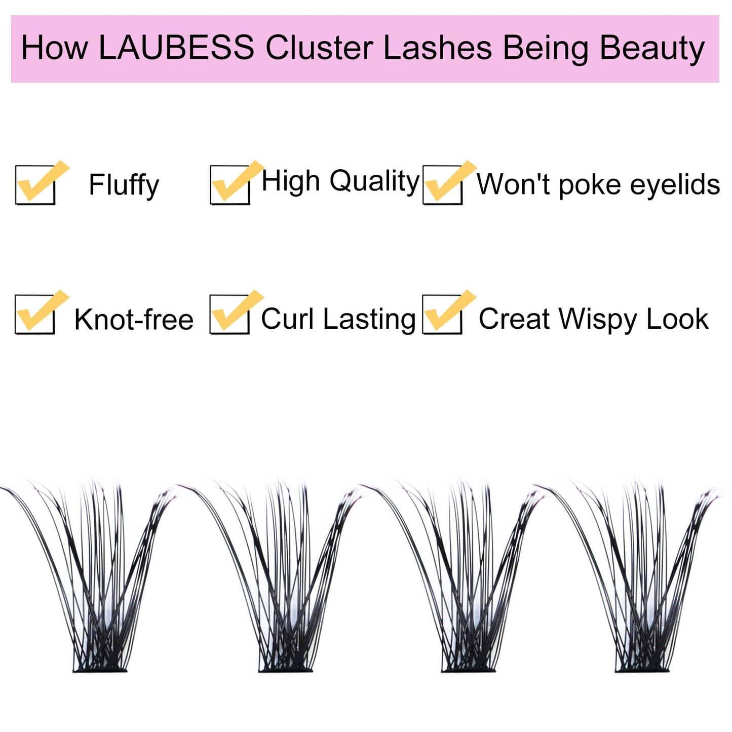 Eyelash Clusters LAUBESS Lash Clusters Individual Lashes Cluster Eyelash Extensions DIY at Home Waterproof Cluster Lashes (20D/4