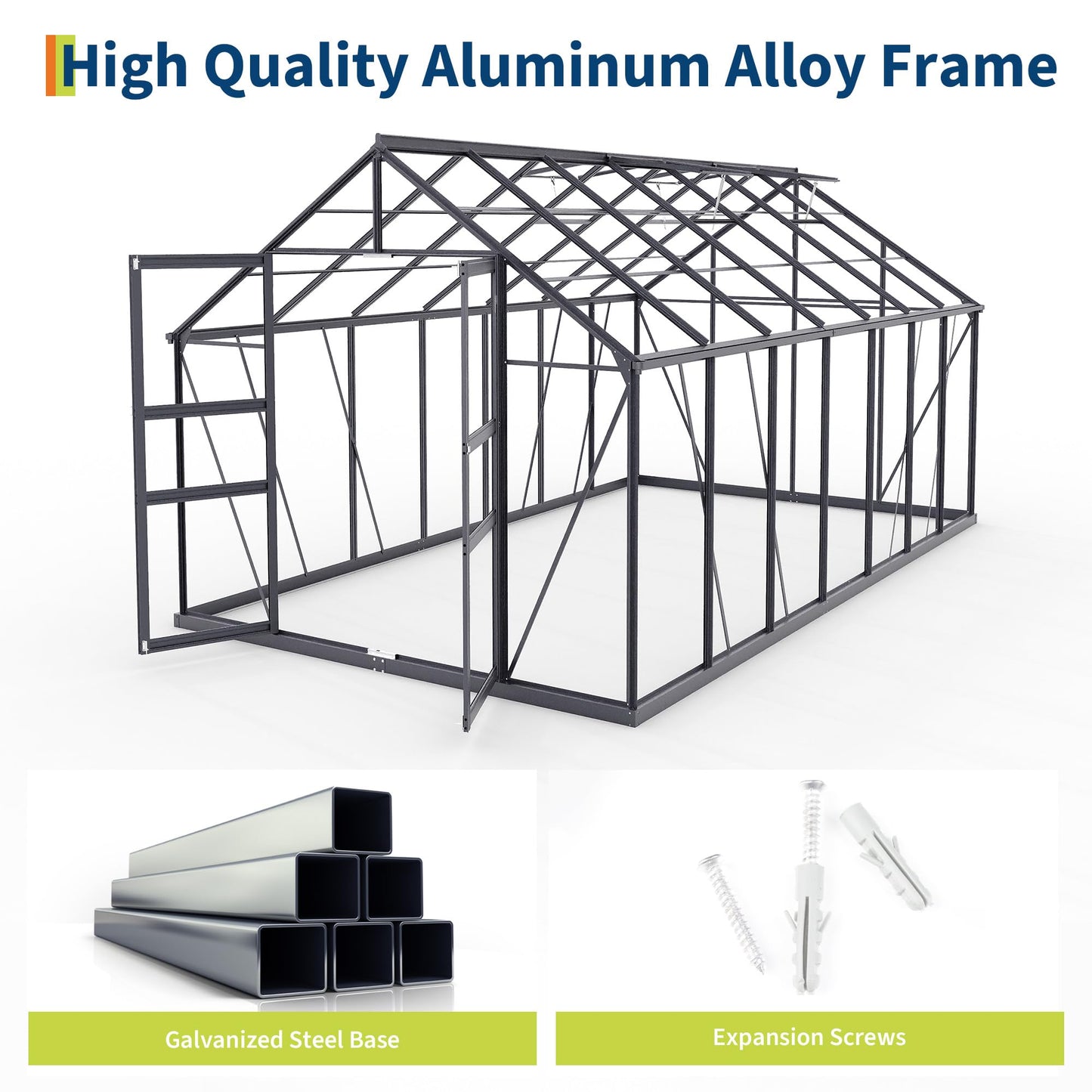 8×14FT Polycarbonate Greenhouse for Outdoors, Large Walk in Green House Kit and Winter Garden Planting, Enhanced Aluminum Green Houses for Outside to Protect Vegetables or Plants