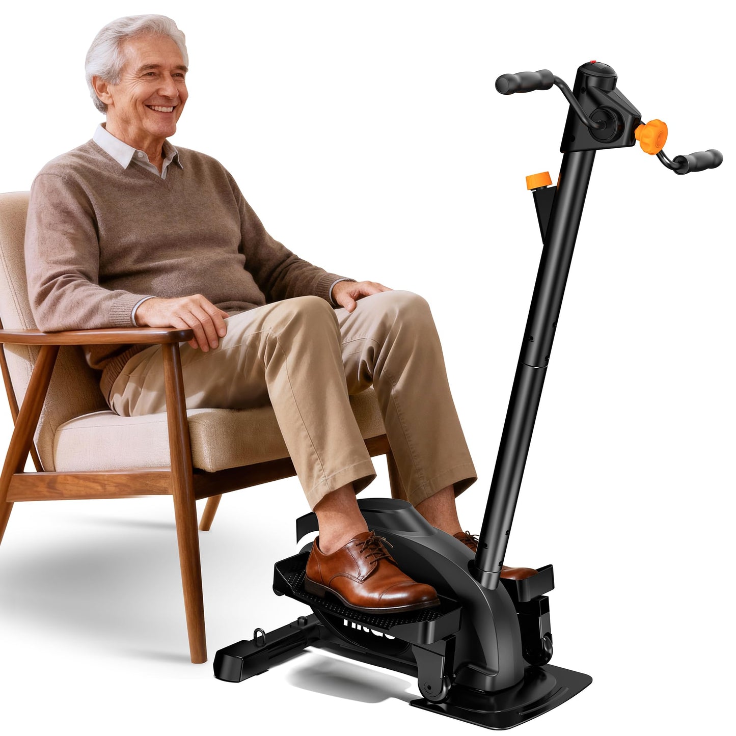 HitGo Elliptical Exercise Machine - 3-in-1 Elliptical Machine for Home with Handlebars & Resistance Bands, Magnetic Resistance & LCD Display, Portable Step Machine Peddler Exerciser for Home Workout