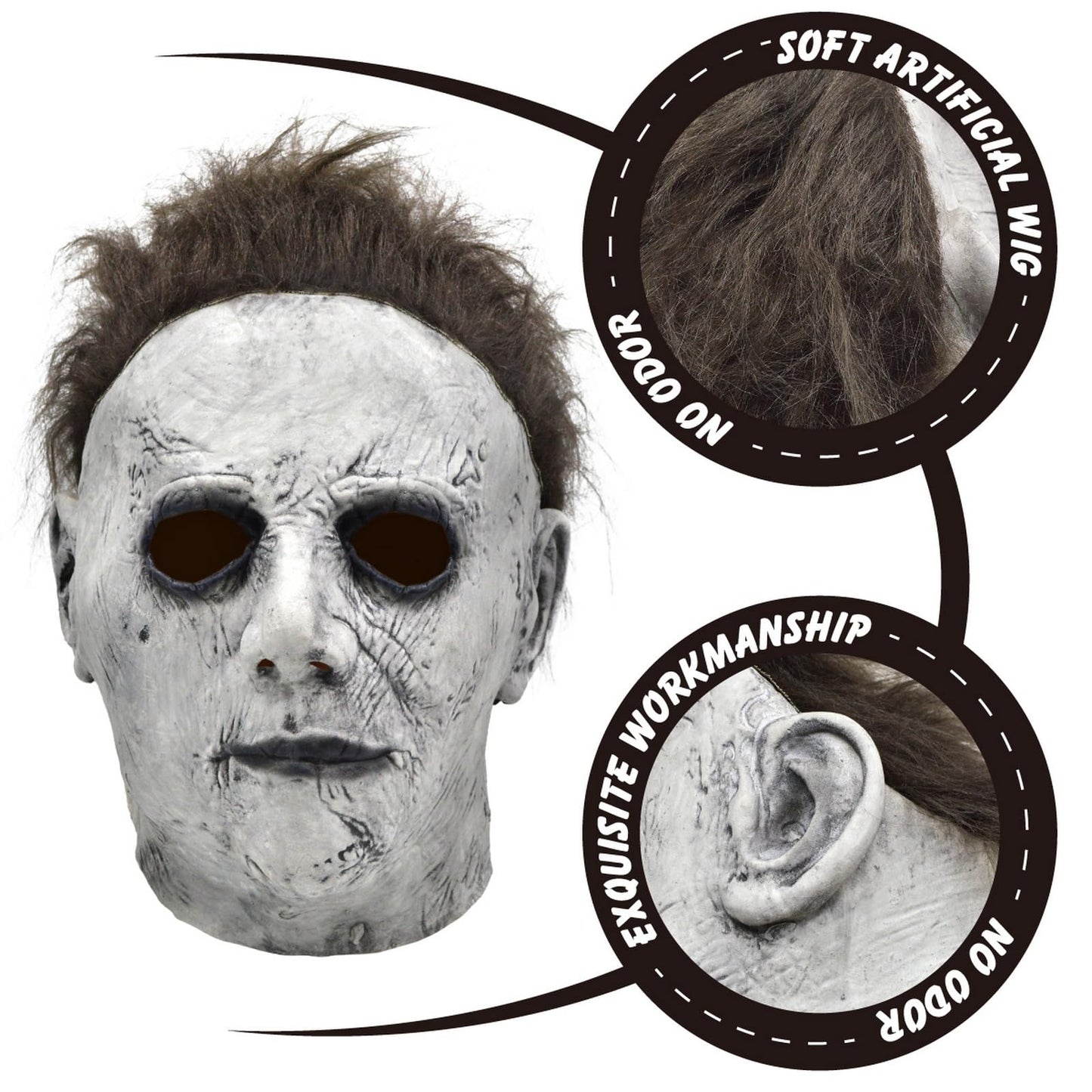QPCOS Halloween Horror Masquerade Cosplay Party Mask Costume Scary Cosplay Mask for Adults (Grey, Medium)
