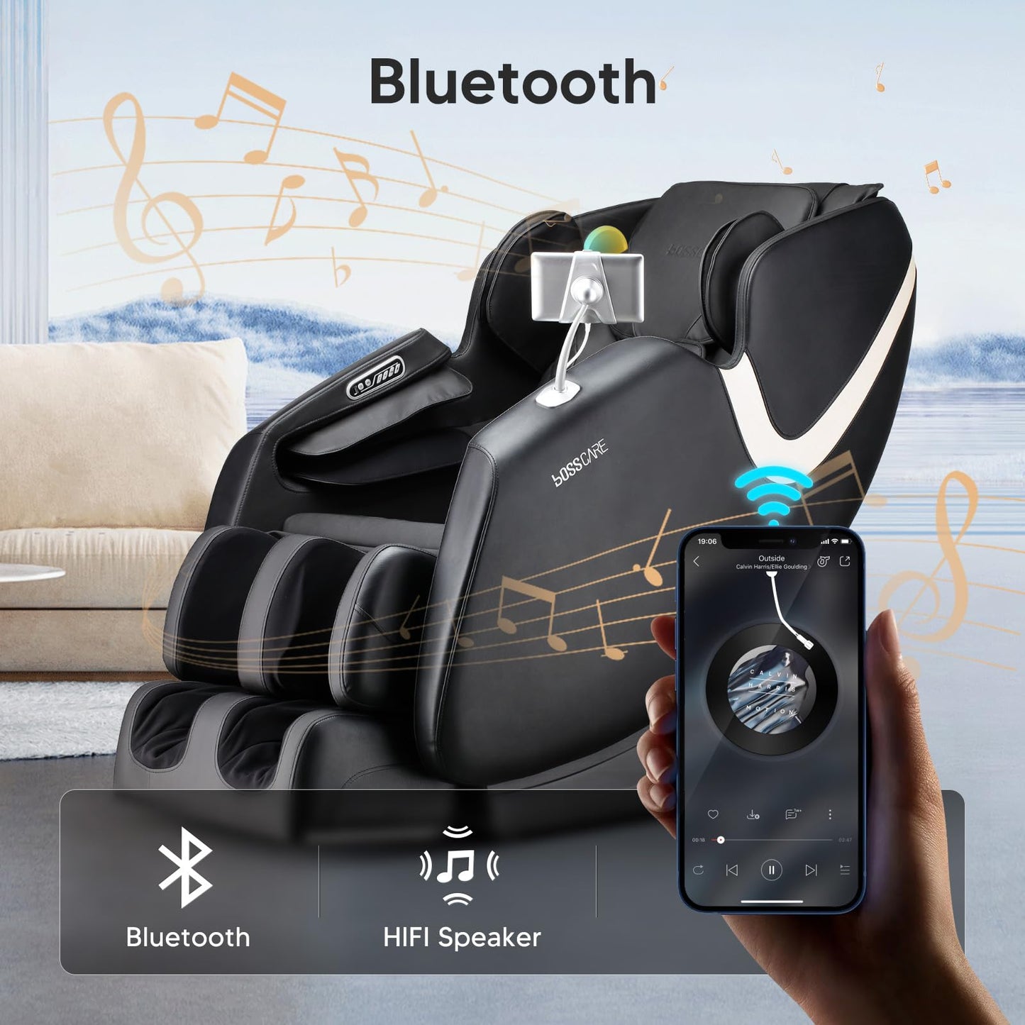 BOSSCARE 2026 Massage Chair Full Body, AI APP Control Shiatsu Zero Gravity Massage Chair with Foot Roller, Back Calf Heated, Bluetooth Speaker, Relaxing Massaging Recliner for Friend Family