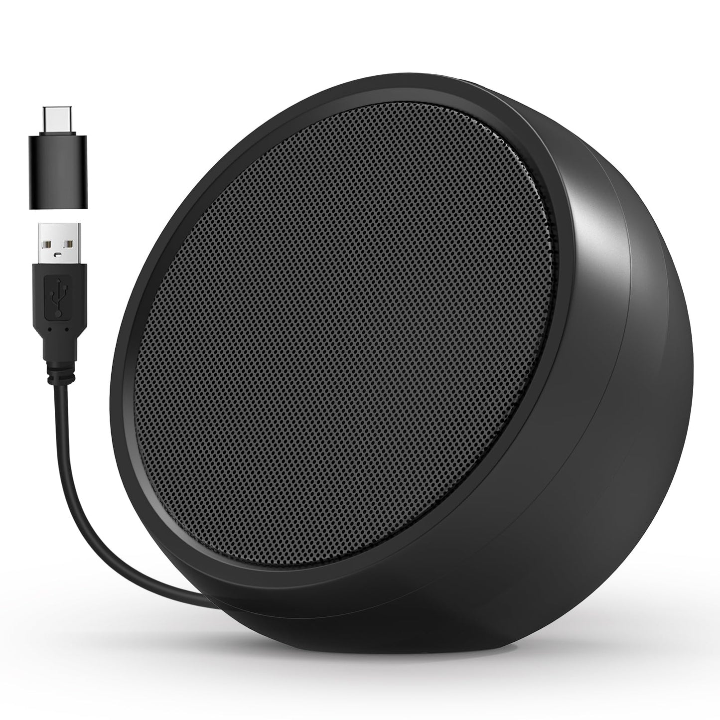 ABRRU USB Computer Speaker for Laptop External Speakers for Desktop Computer with Crystal Clear Sound Rich Bass and Volume Buttons Plug-N-Play (Black)-New