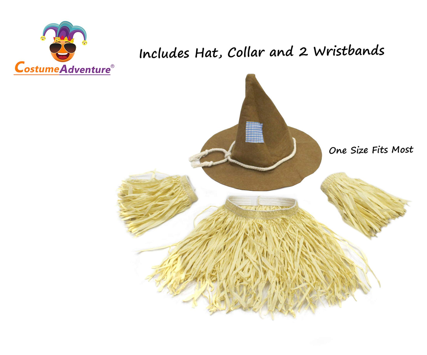 Adult Scarecrow Costume Faux Straw Kit with Scare Crow Hat and Fake Straw for Men's Scarecrow Costume