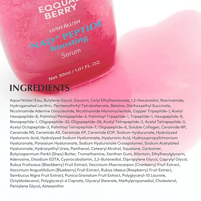 EQQUALBERRY NAD+ Peptide Boosting Smoothie Serum – Anti-Aging Korean Skin Care | Stocking Stuffer for Women | Firming Serum with 5 Ceramides & Vegan Collagen for Wrinkles & Radiant Glow(1.01oz/30ml)