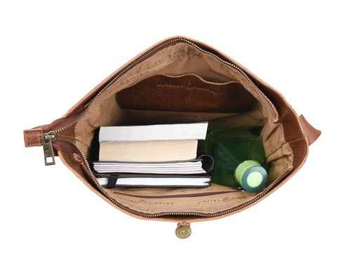 ANTONIO VALERIA Austin Oily Washed Redwood Leather Messenger Bag for Men