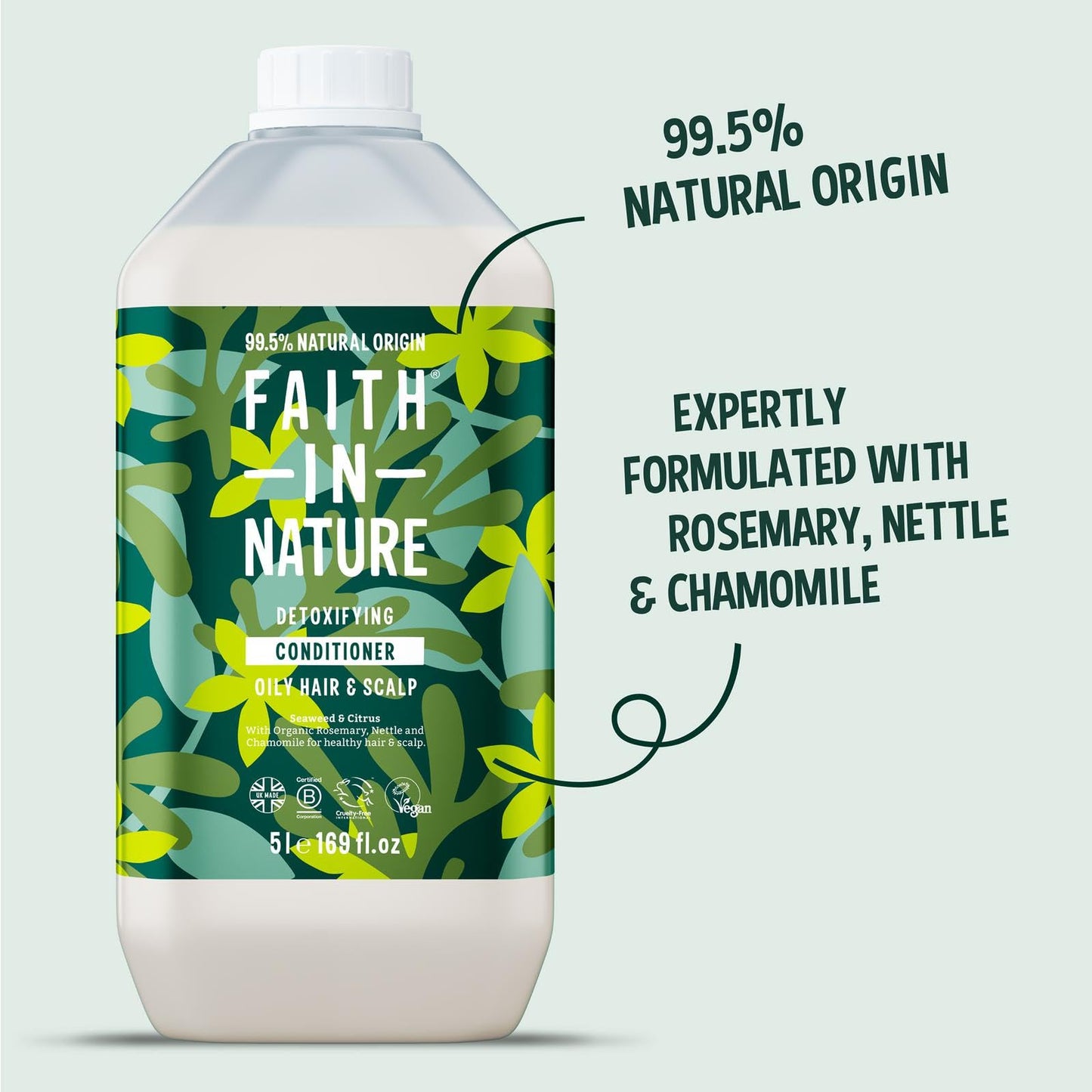FAITH IN NATURE Natural Conditioner - Vegan & Cruelty Free, No SLS or Parabens - 169 fl oz Refill Pack, Seaweed & Citrus