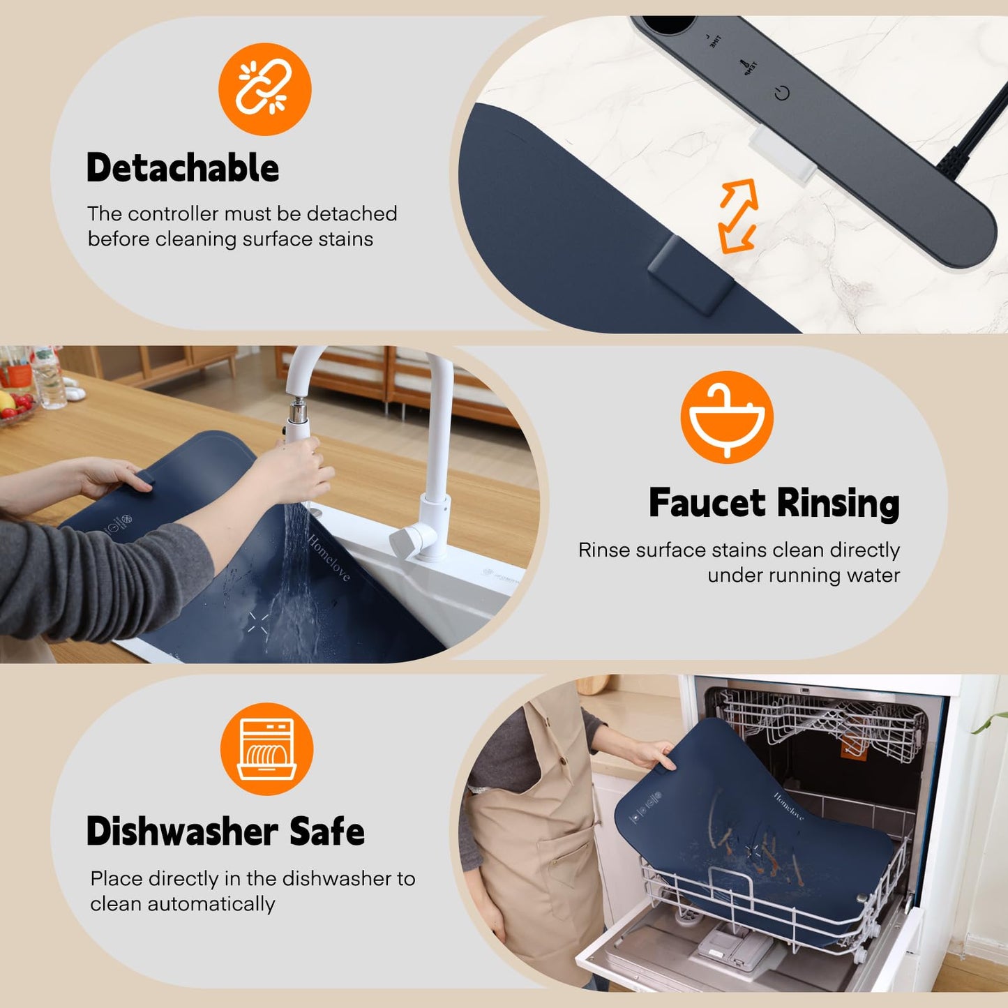Homelove Warming Mat for Food - Electric Warming Tray with 6-Level Temperature and Hours Setting, Full Surface Graphene Heating, Waterproof Dishwasher-Friendly Food Warmer for Parties, Kitchen (Blue)
