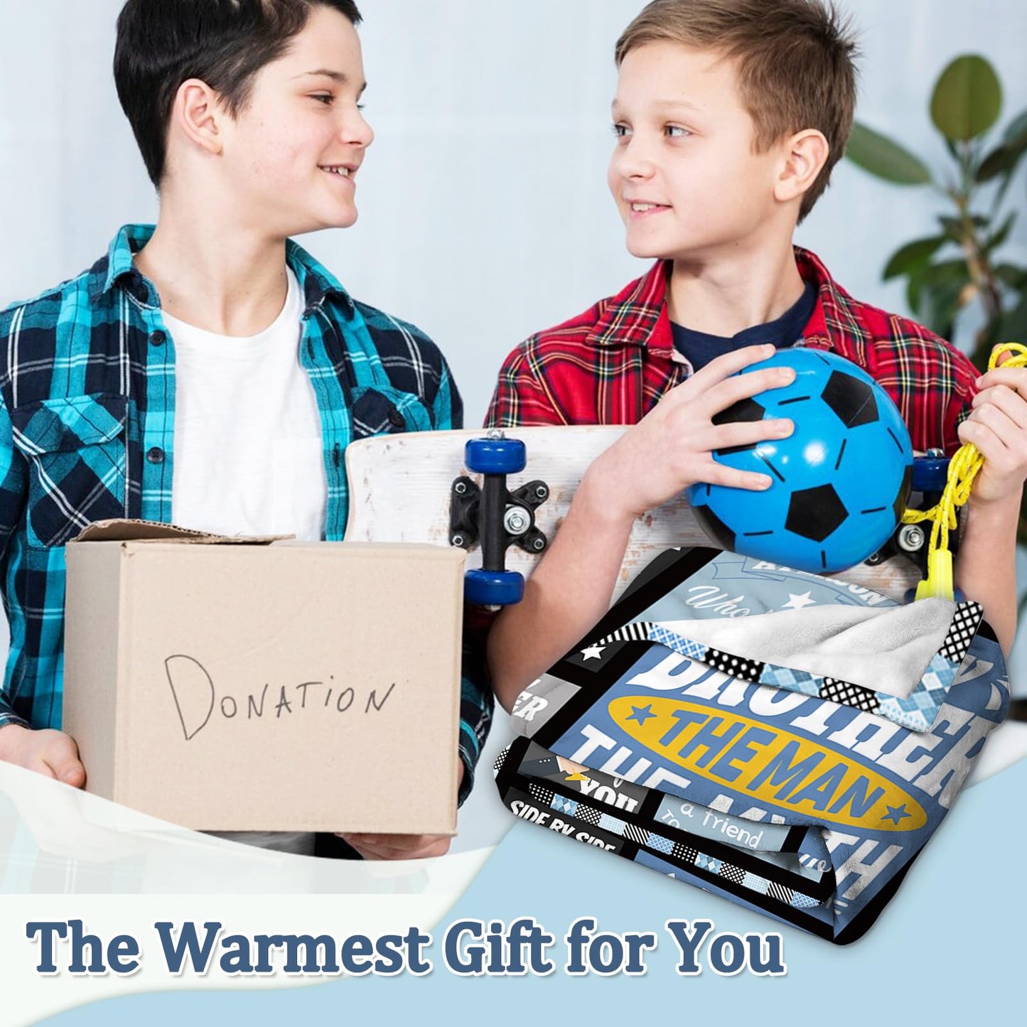 Birthday Gift for Brother, Funny Soft Warm Throw Blanket 50" X 60", Big Brother Gifts from Sister, Thoughtful Birthday Christmas Graduation Fathers Day Blanket for Best Bro
