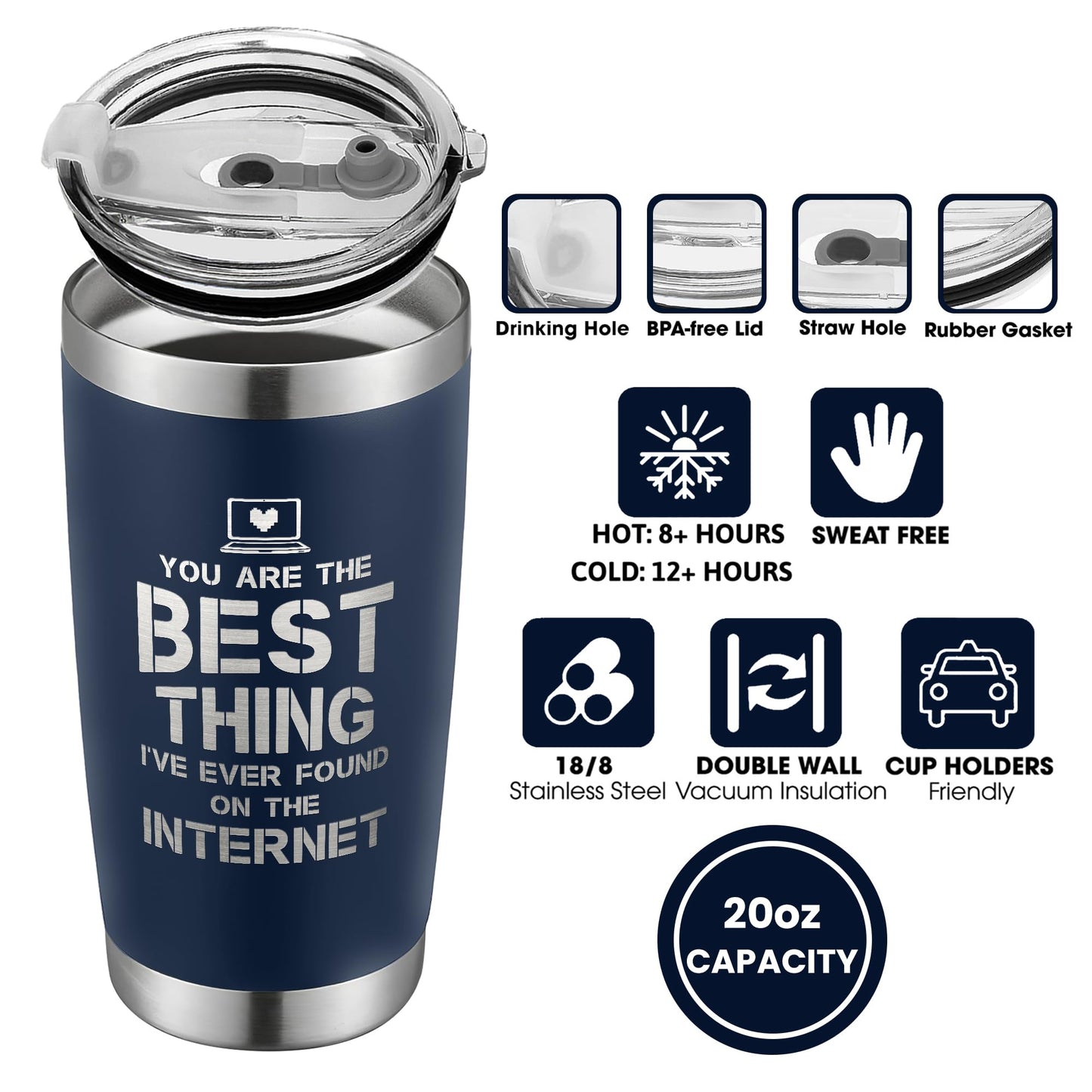 SUCHAGIFT Gifts for Him, Boyfriend, Husband - Boyfriend, Husband Gifts - Anniversary, Valentines, Birthday Gift Ideas for Him - Love Romantic Gift Ideas for Him - 20 Oz Stainless Steel Tumbler