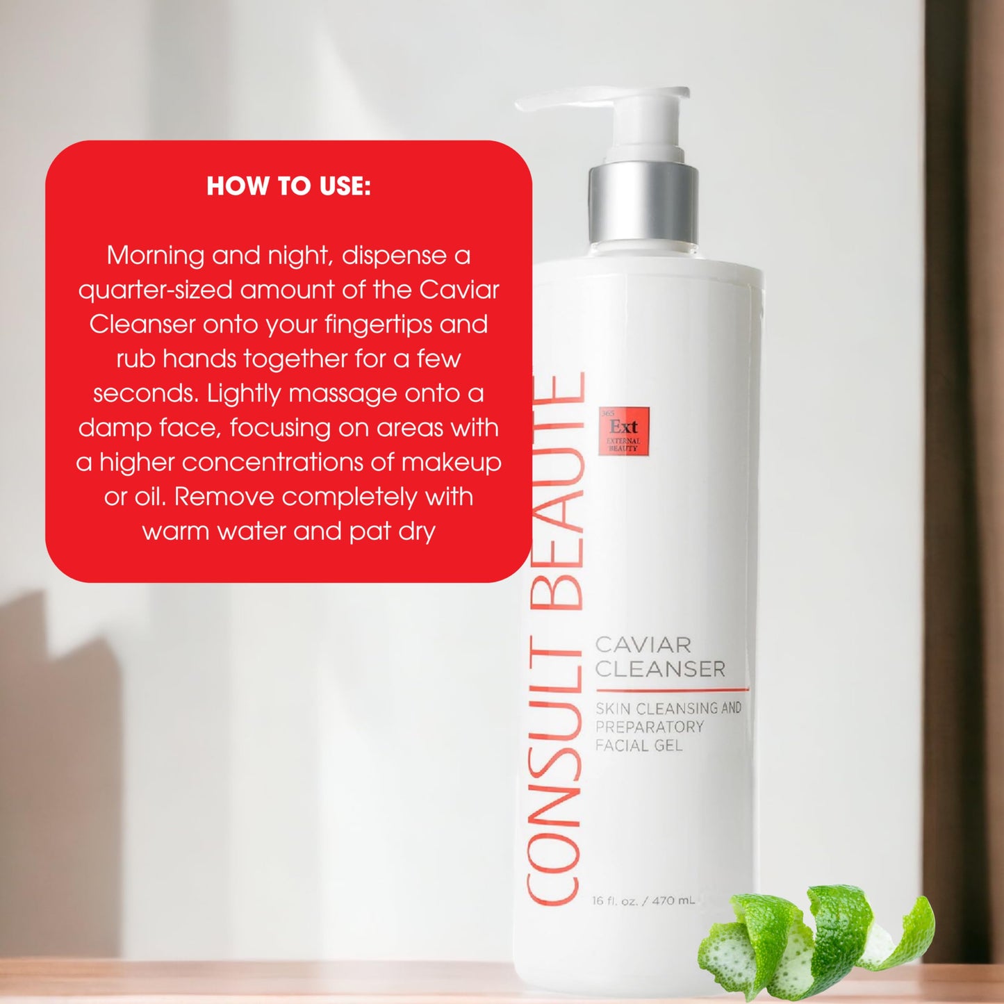 Consult Beaute - Caviar Facial Cleanser - Gentle Face Wash and Makeup Remover - Gel to Foam - Skin Hydrating Lime Pearl Caviar -