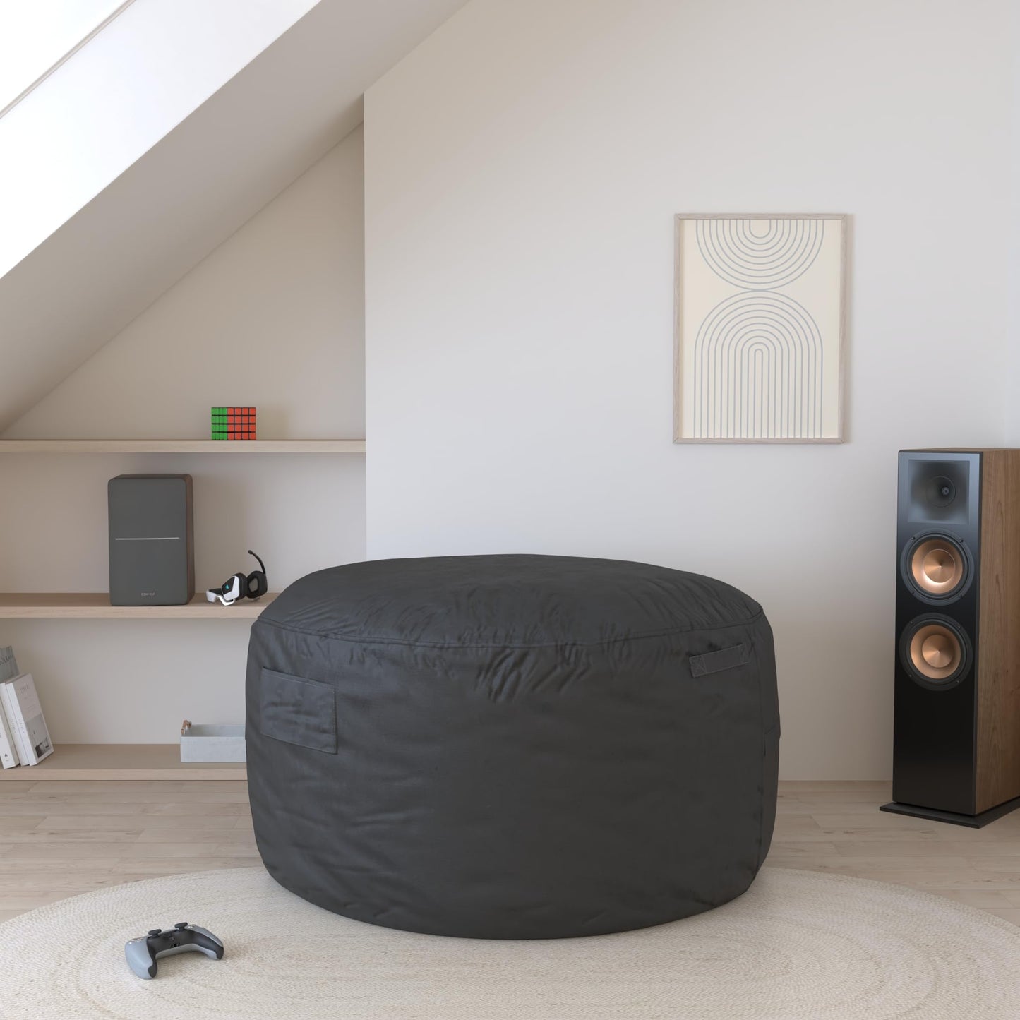 Homguava 6FT Bean Bag Chair Giant BeanBag with Memory Foam Filled, Large Bean Bag Chairs for Adults, Adult Bean Bag Chair with Dutch Velvet Cover for Living Room Bedroom-Black