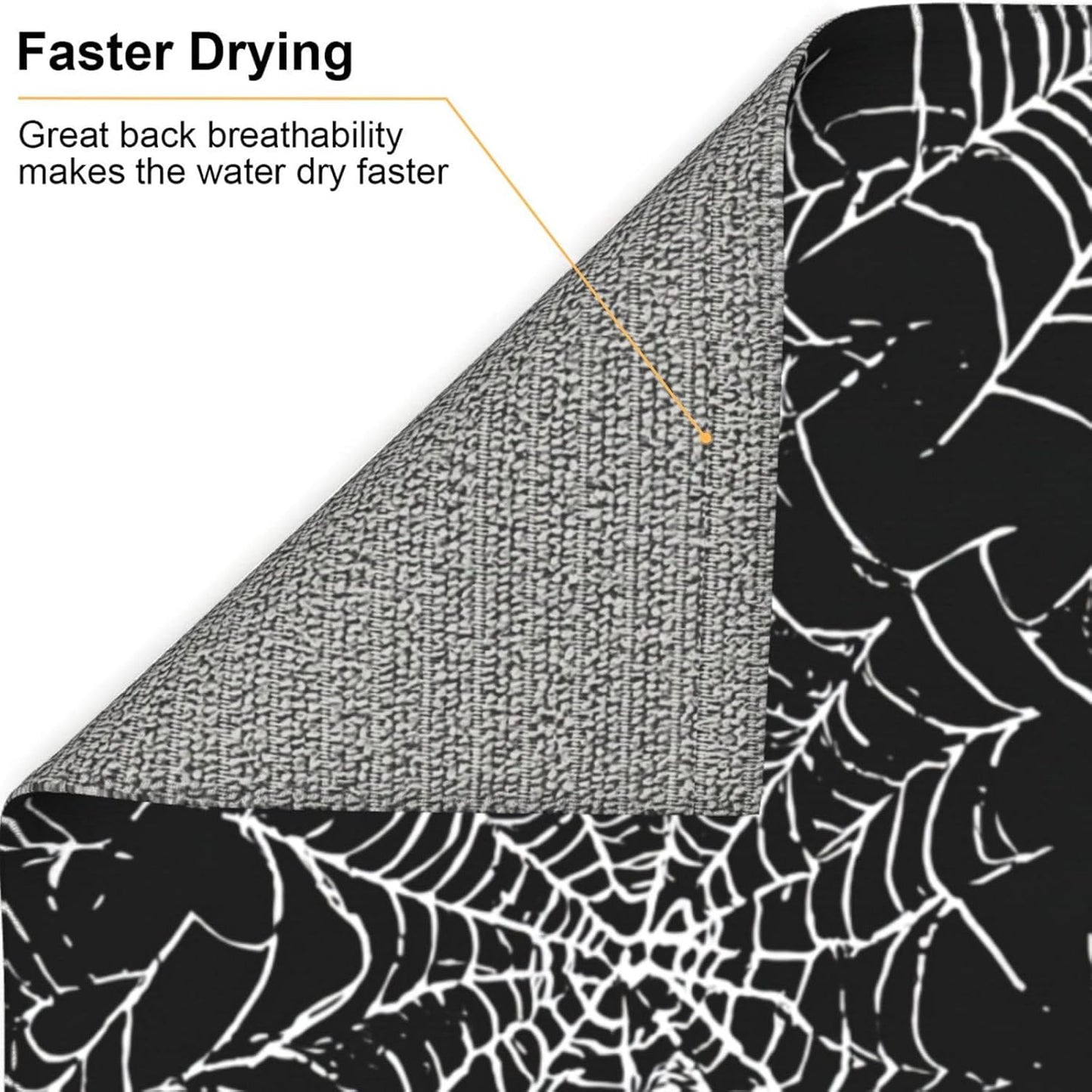 Dish Drying Mat Halloween Spider Web Pattern for Kitchen Counter Absorbent 16x18 Inch Microfiber Dishes Plate Glass Dry Draining Pad Reversible Washable