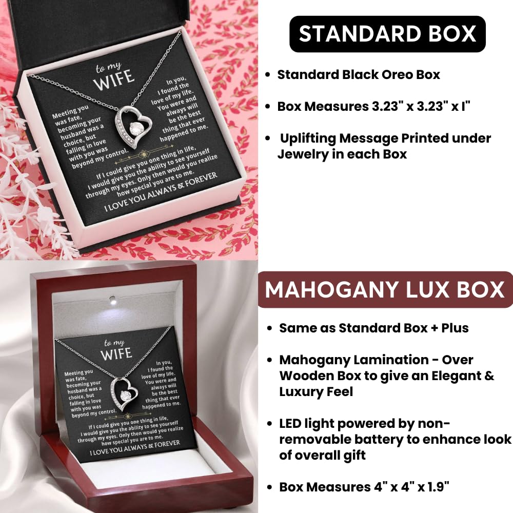 Momavo Jewelry To My Wife - the best thing that ever happened to me ,Forever Love Necklace , Gift For Wife, Gift for her ,Gifts For Wife Romantic, Christmas Birthday Gift, Valentine Gift (Standard Box, 14k White Gold Finish)