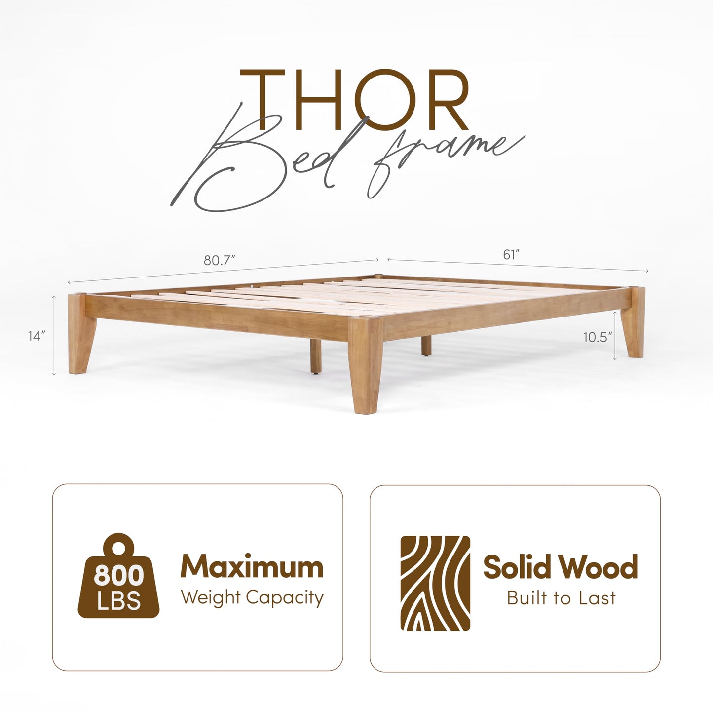 AllForWood Full Bed Frame - Solid Wood Platform Bed - Japanese Joinery Bed Frame - Wood Slat Support - No Box Spring Needed - Easy Assembly - Minimalist & Modern Style (Light Brown, Full)