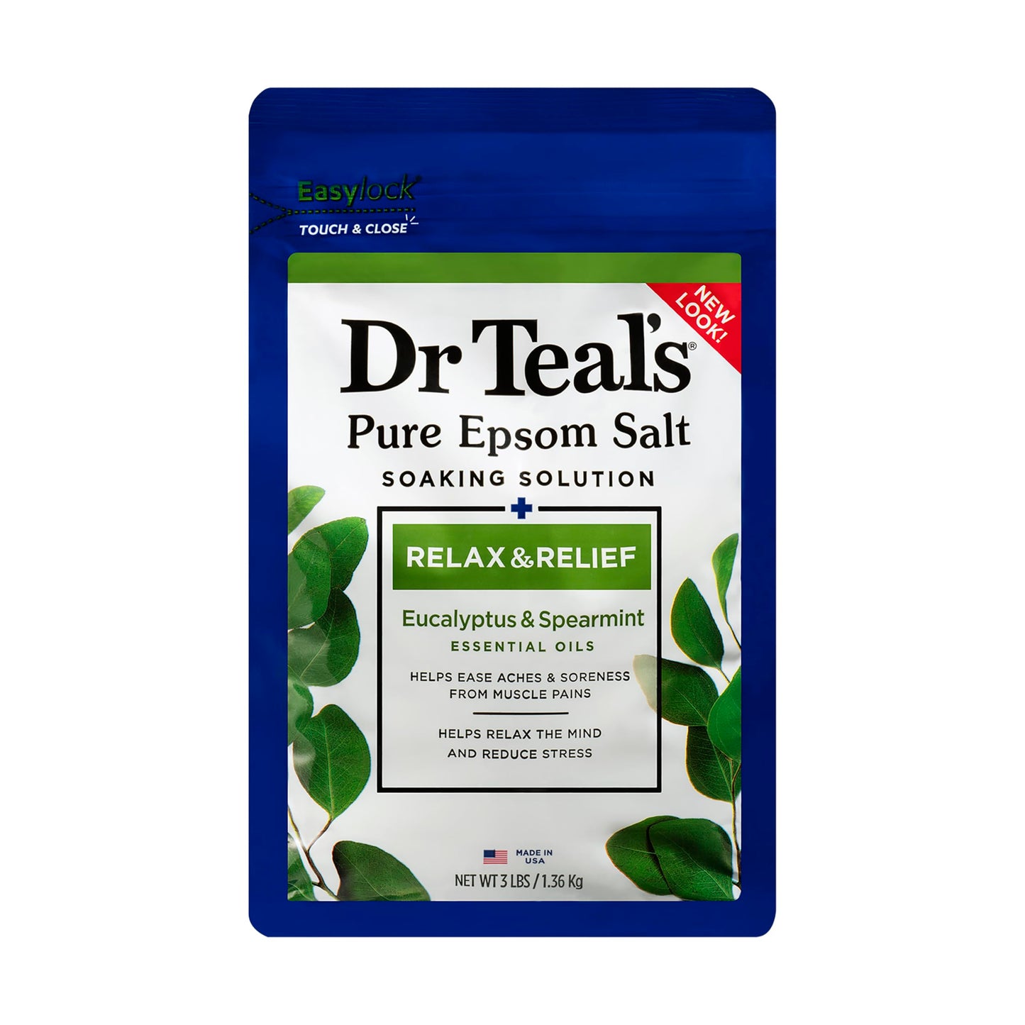 Dr Teal's Epsom Salt Soaking Solution with Eucalyptus Spearmint, 48 Oz