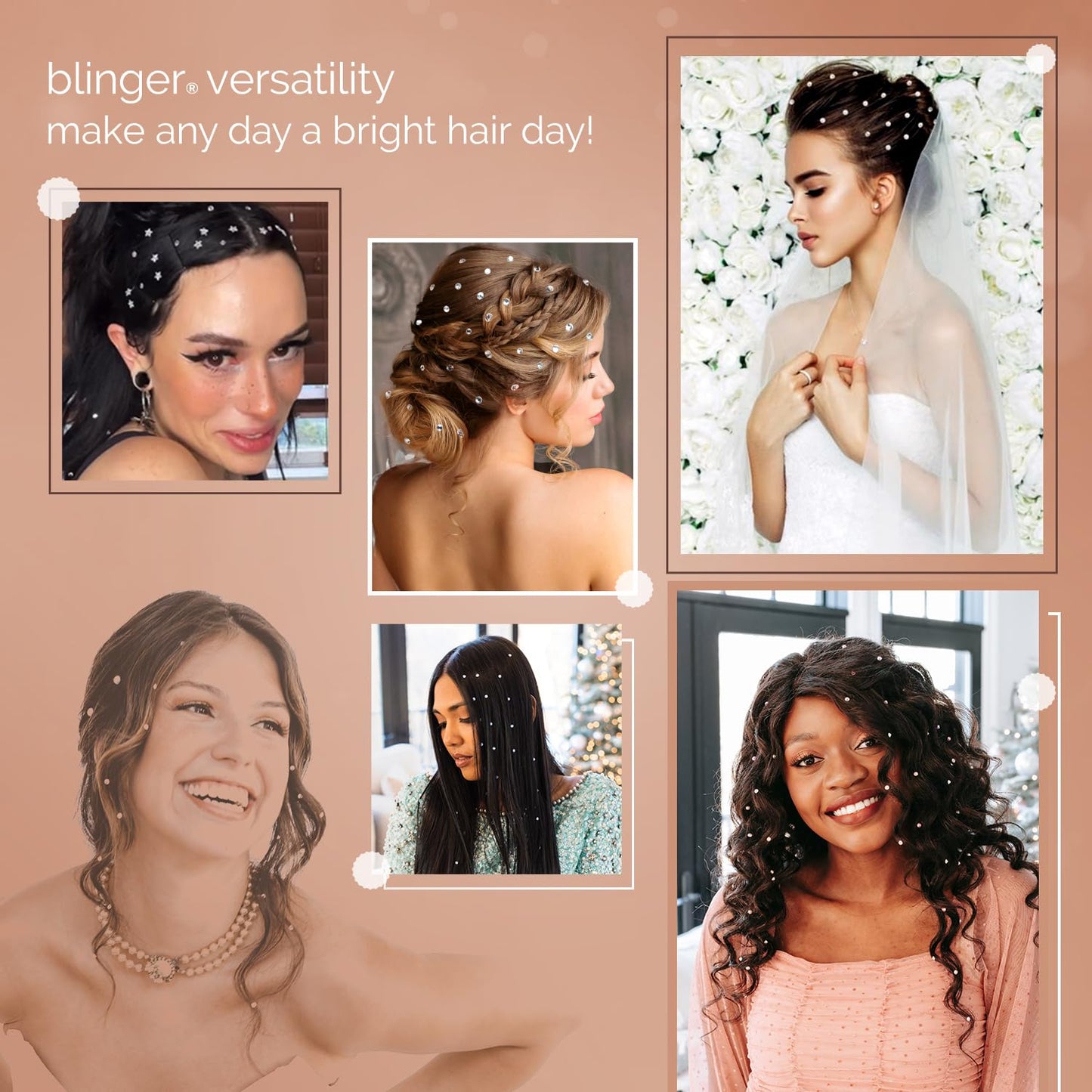 blinger Crystal Refill Pack | 5 Discs - 75 Precision-Cut Glass Crystals | Styling Tool not included | Light Rose 5 mm