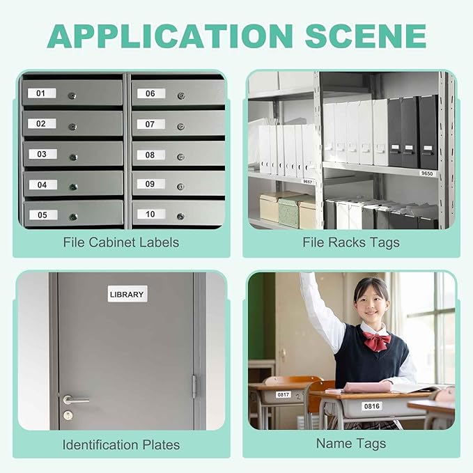 MECCANIXITY 8 Pcs Magnetic Label, 3.94" × 1.97" × 0.06" Magnetic Name Tags Label Sticker with Blank Paper Card for Shelf Labeling White Board Garage Home Warehouse