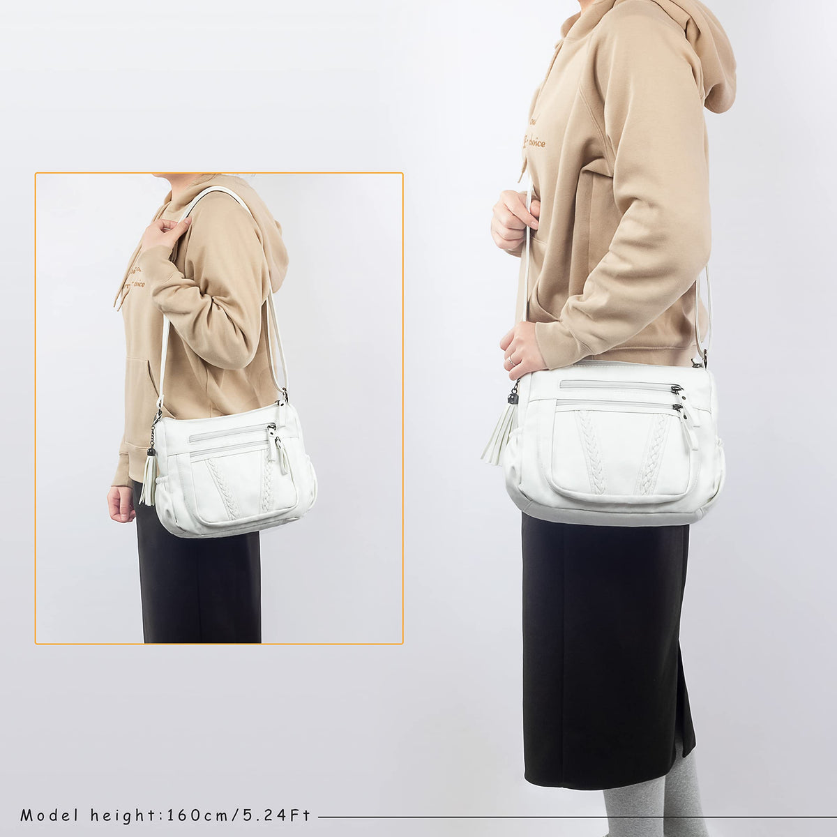 VOLGANIK ROCK Crossbody Bag for Women with Tassel Ladies Soft PU leather Purses and Handbag Pocketbooks